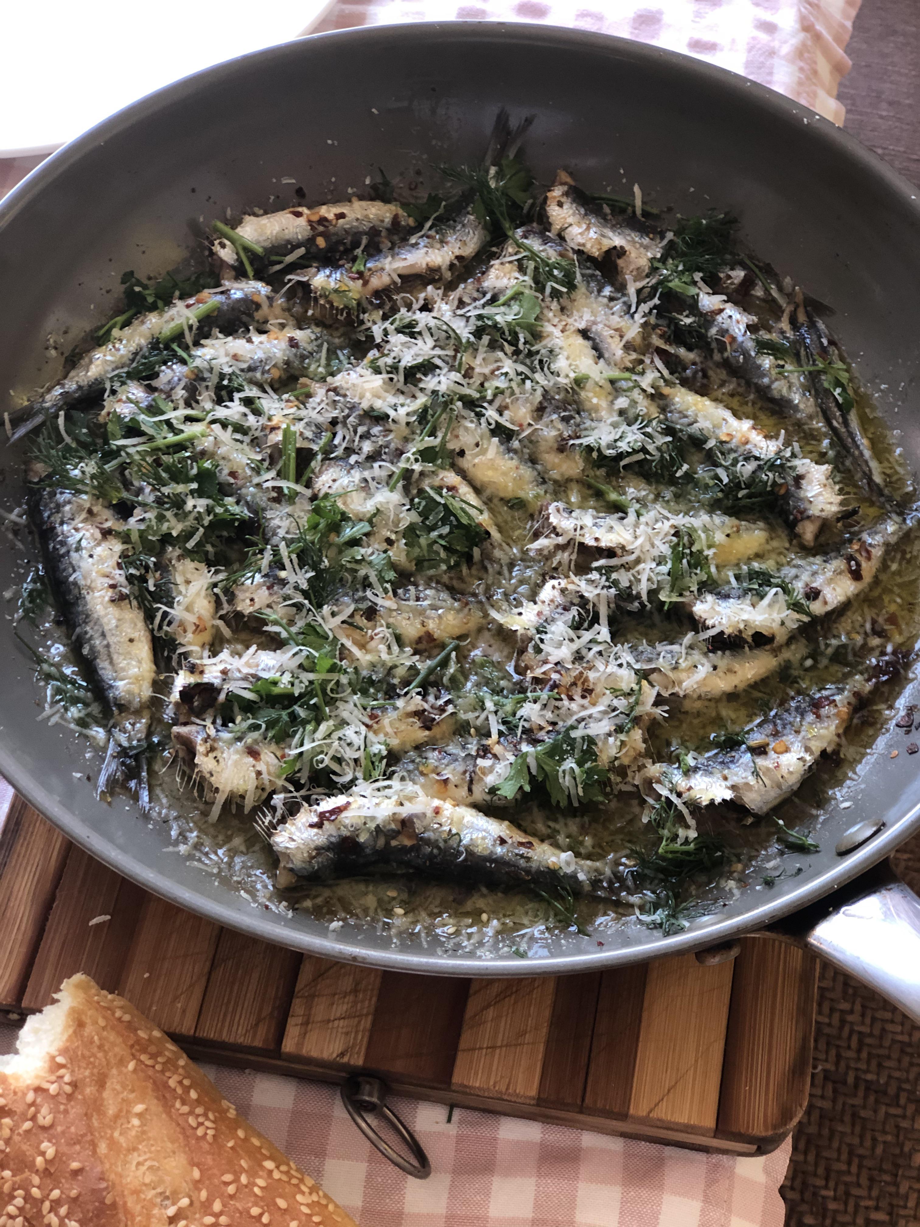 [Homemade] Fresh Sardines in Olive Oil, 24 Month Old Parmesan Cheese