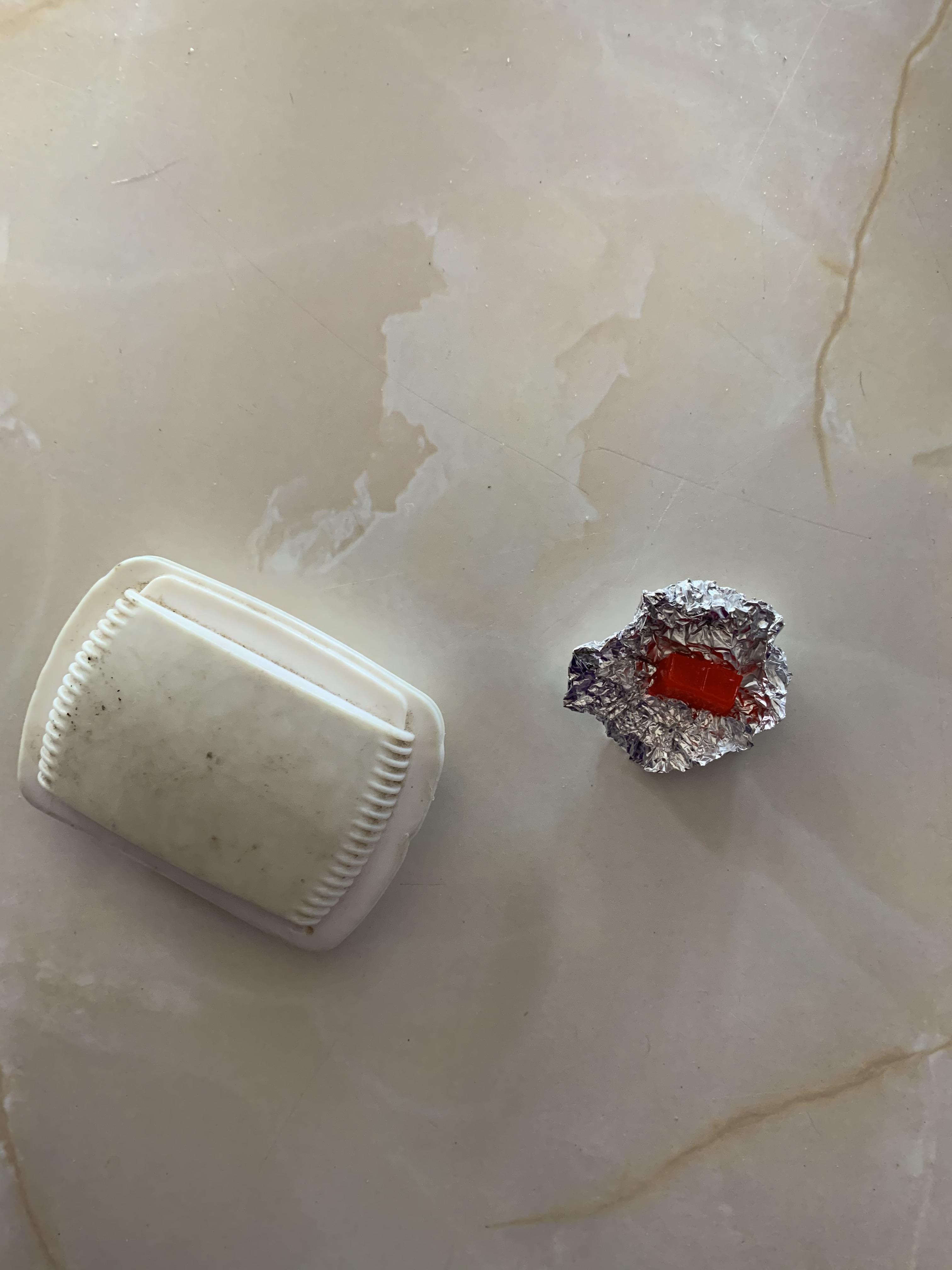 This is in my fridge, wrapped in tinfoil inside the little box to the