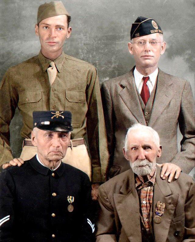 A WW2 vet, WW1 vet, Spanish American War vet, and American Civil War