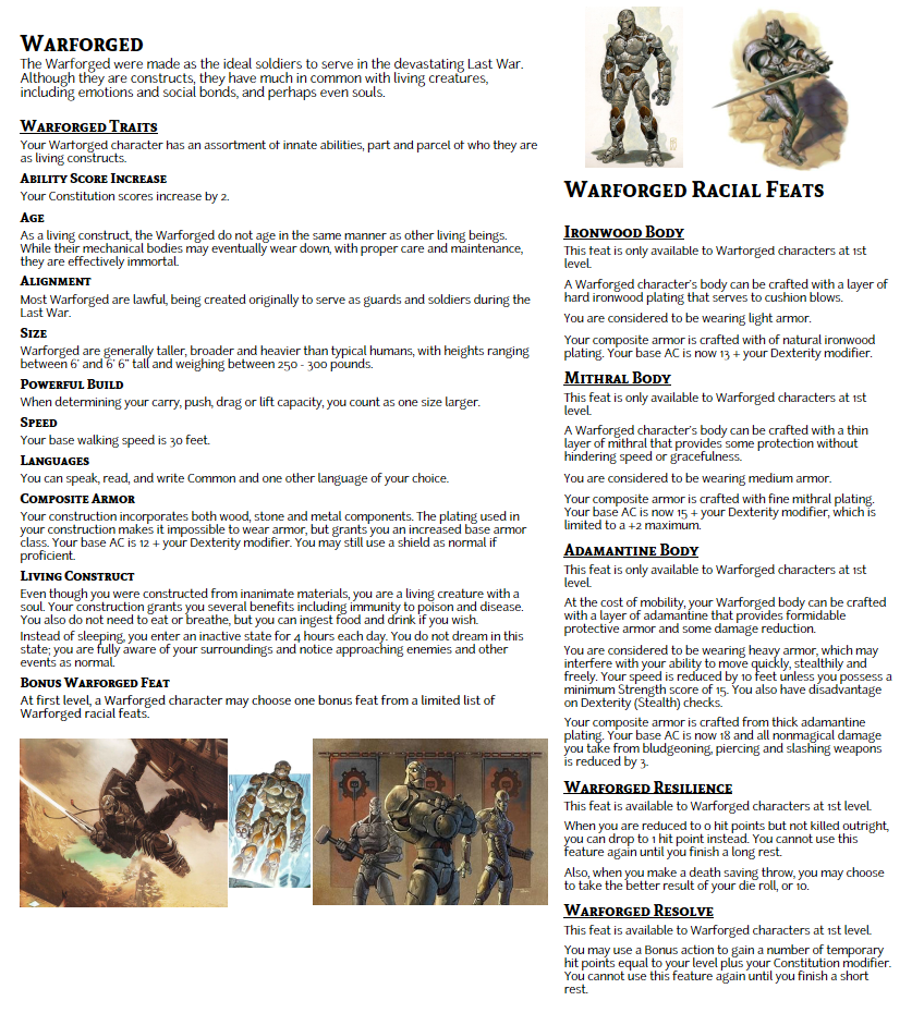 5e Race and Racial Feats UnearthedArcana