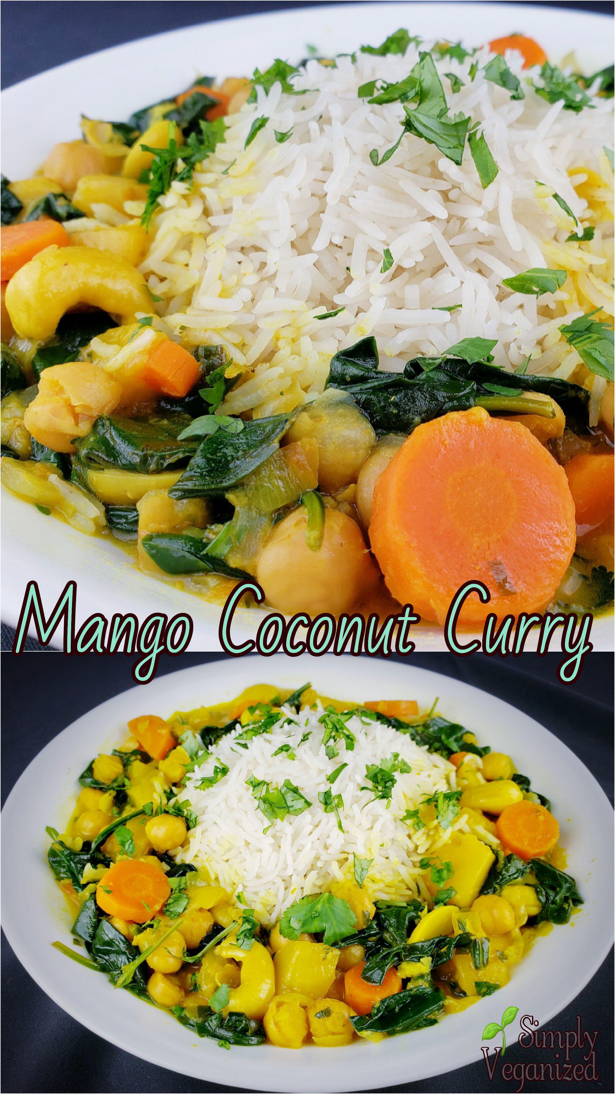 MANGO COCONUT CURRY with Cashews, Chickpeas, Carrots & Spinach r