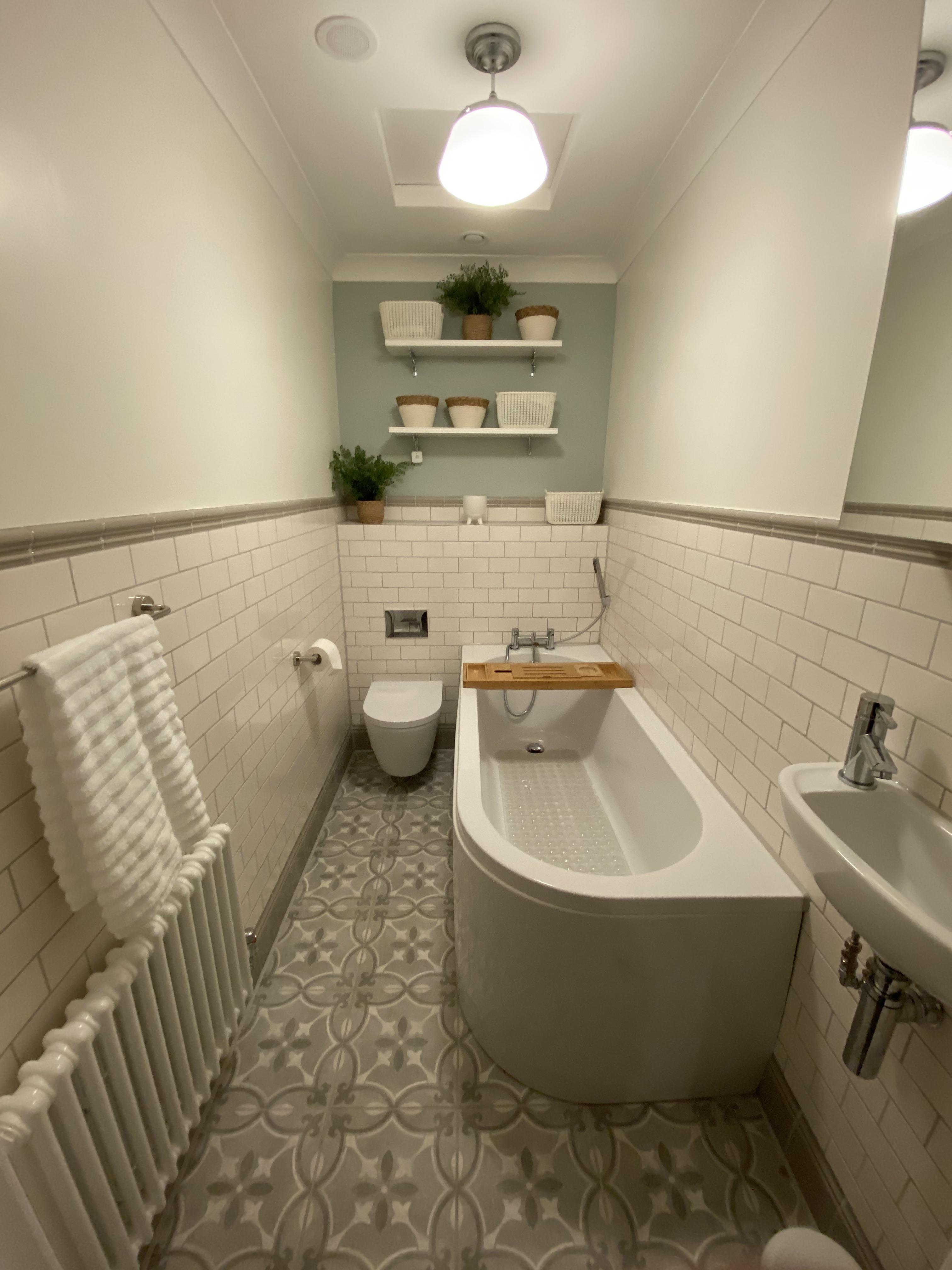 Retro Bathroom Shower Curtain Roller Blind Extra Long 4 Width Sizes 80