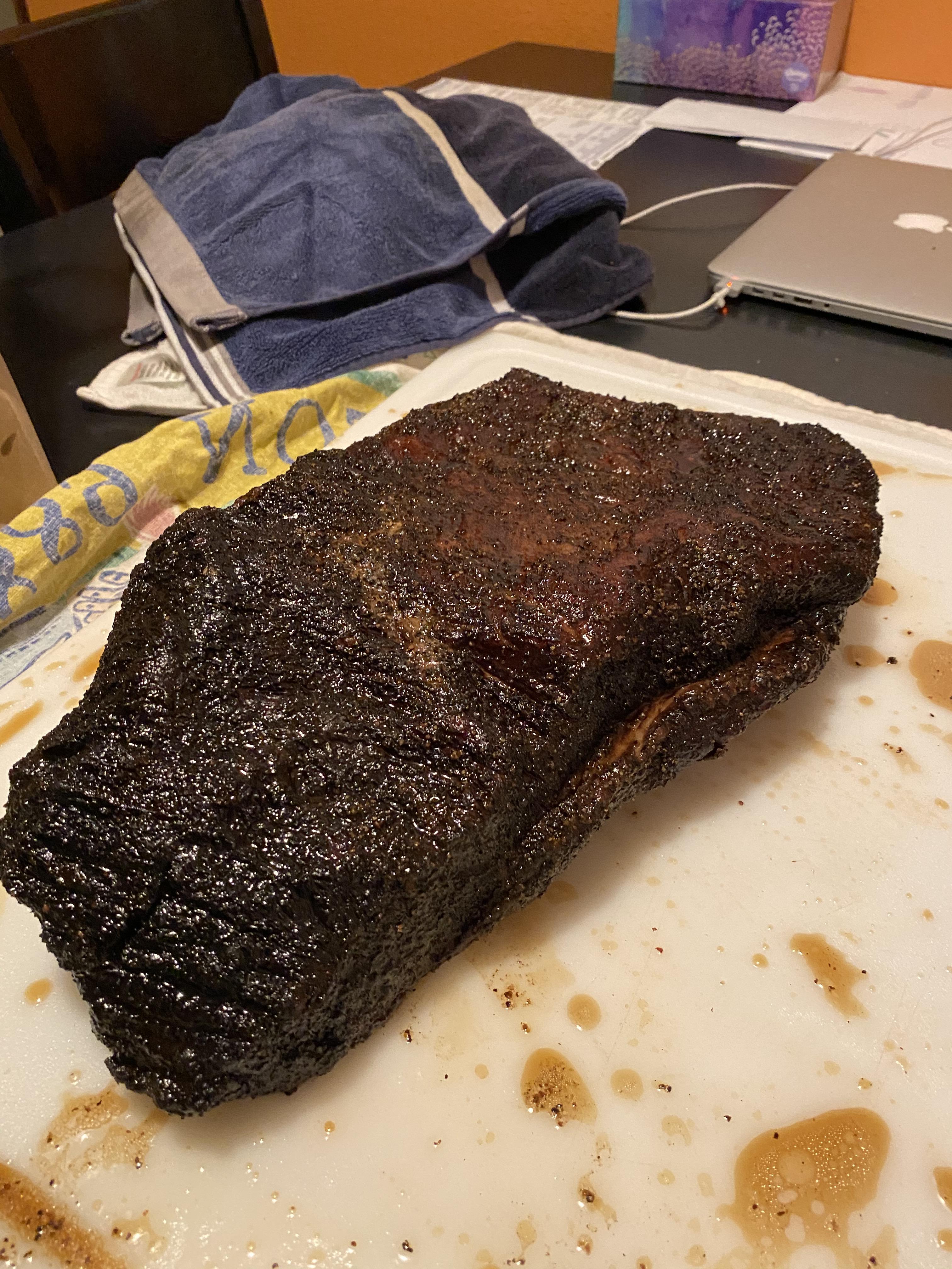Choice brisket from Kroger’s. Came out good for the price. Smoked