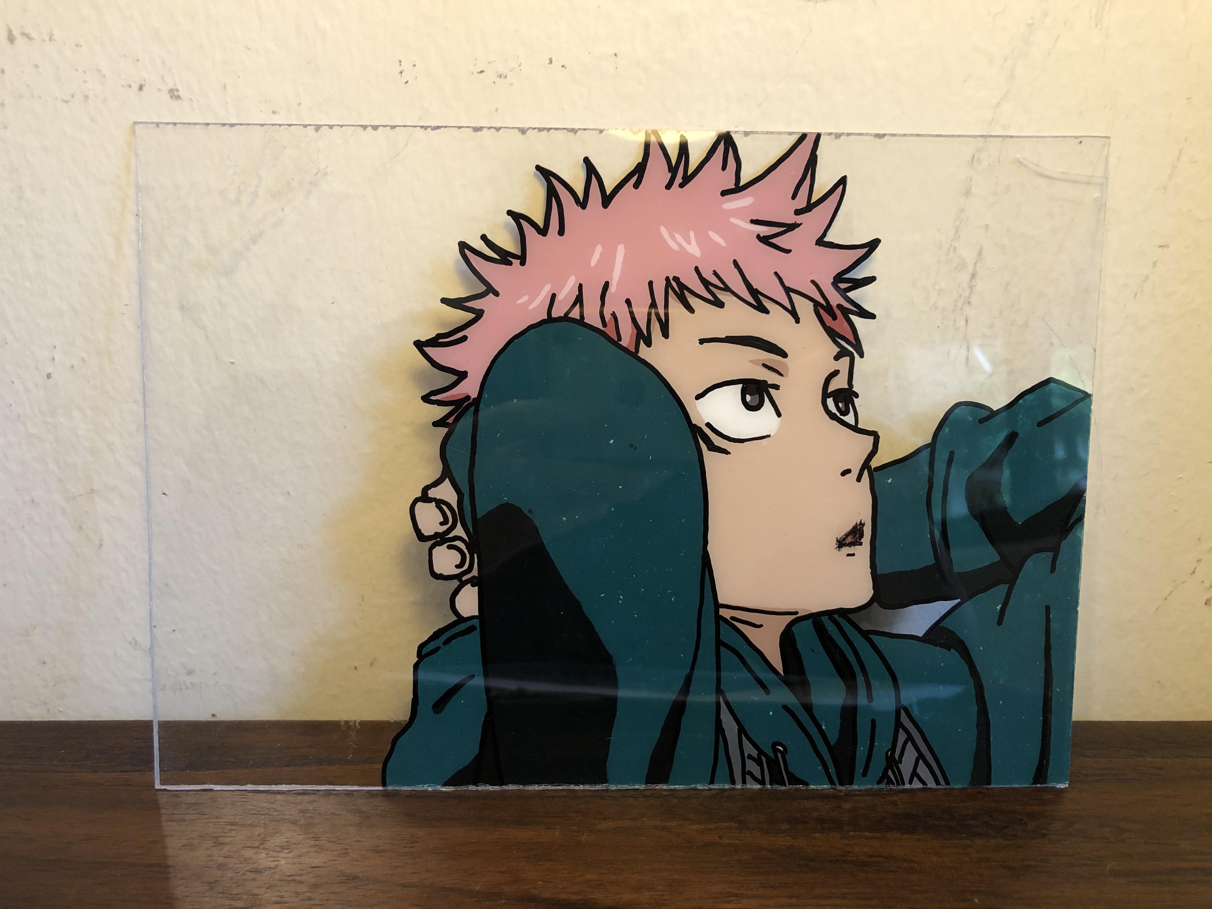 Glass painting of Yuji but instead of glass its an acrylic sheet 😭🤧