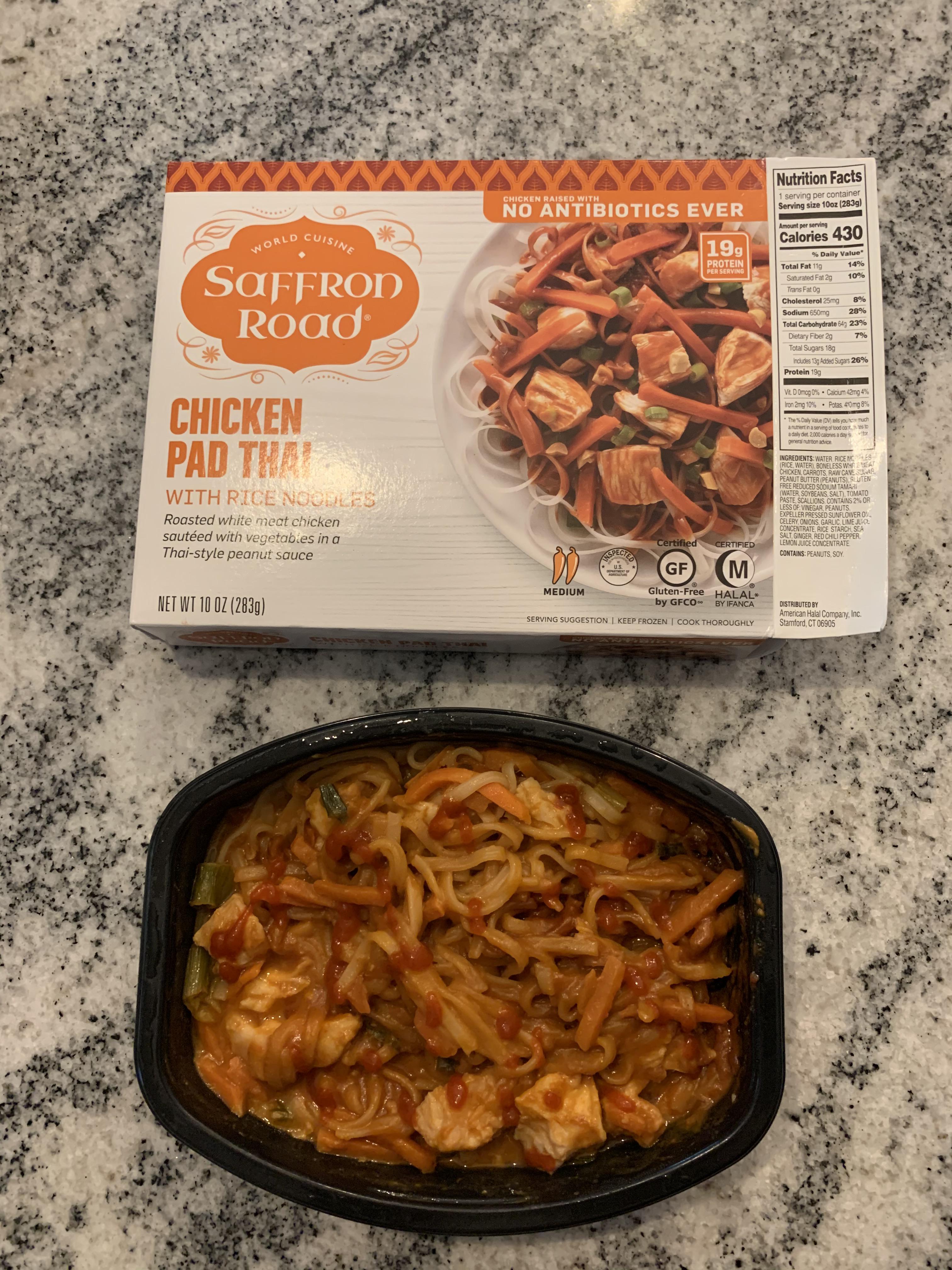 Saffron Road Chicken Pad Thai. A little on the sweet side but great