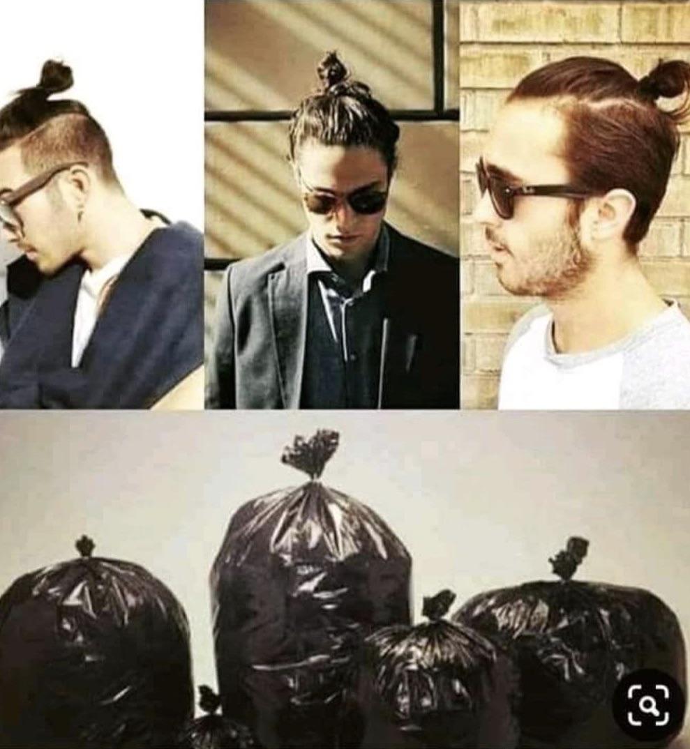 Man bun feat. trash bag r/memes