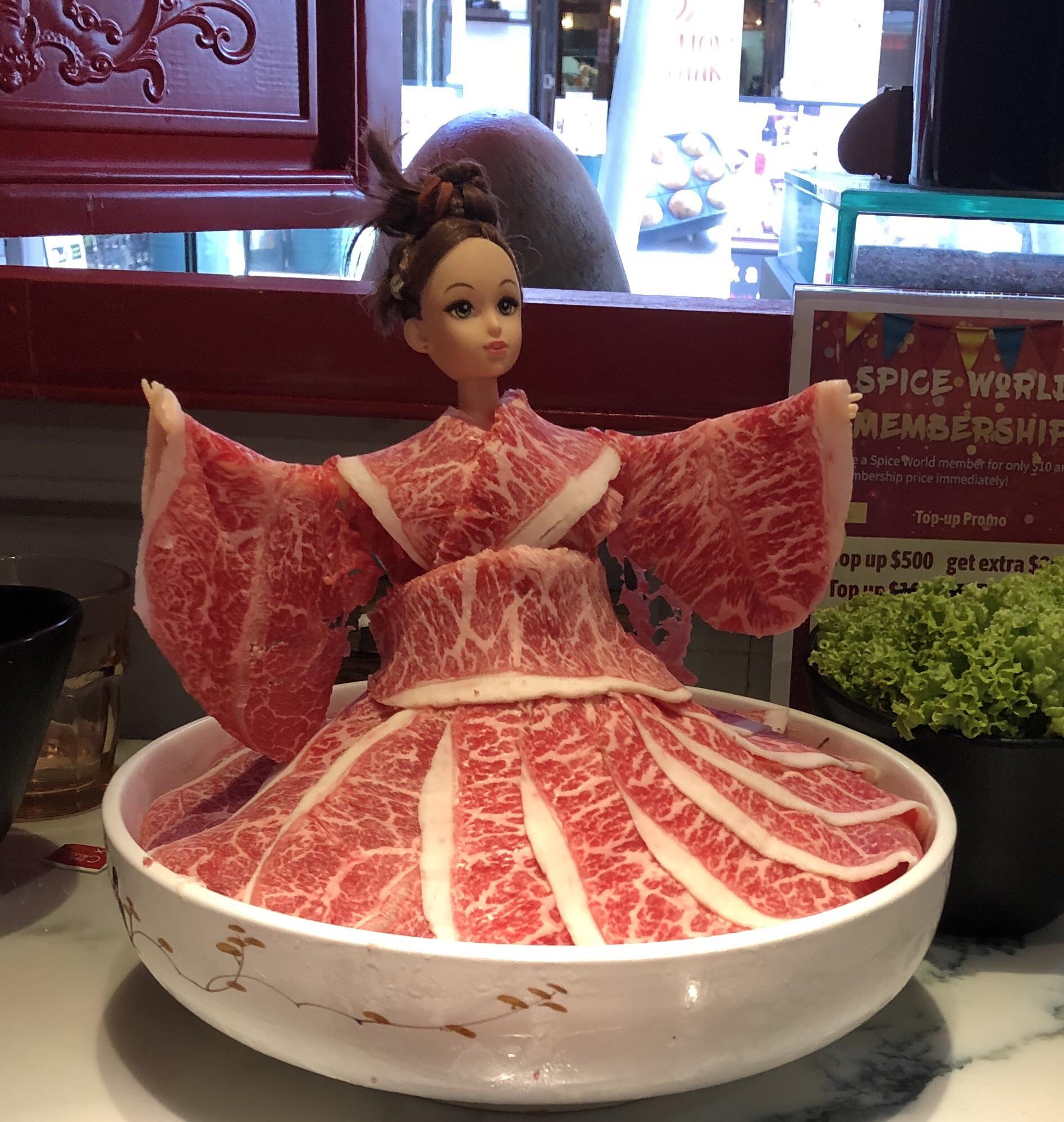 Barbie doll meat dress r/WeWantPlates