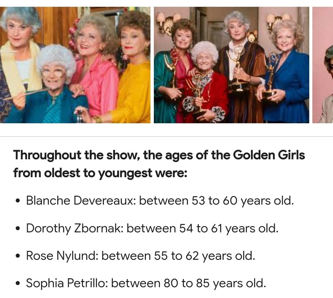 Golden girls ages were a shock to me r/GenX