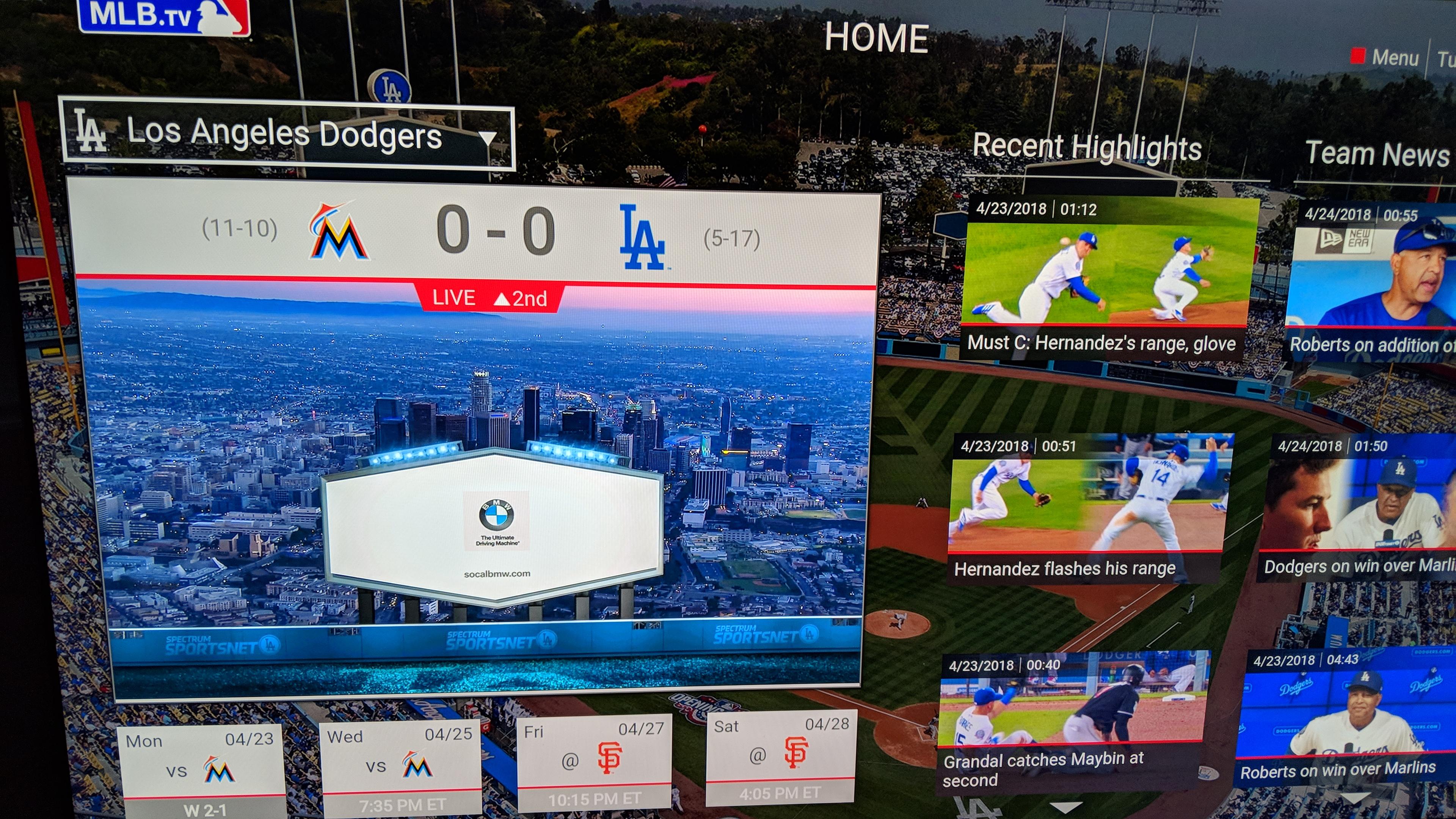 MLB.TV Samsung app has a bug r/Dodgers