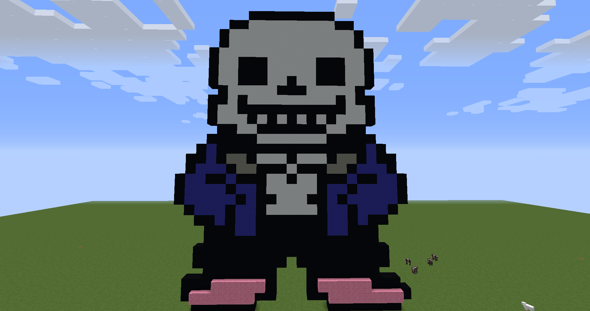 I just ended doing sans pixel art in minecraft, do you like it? Undertale