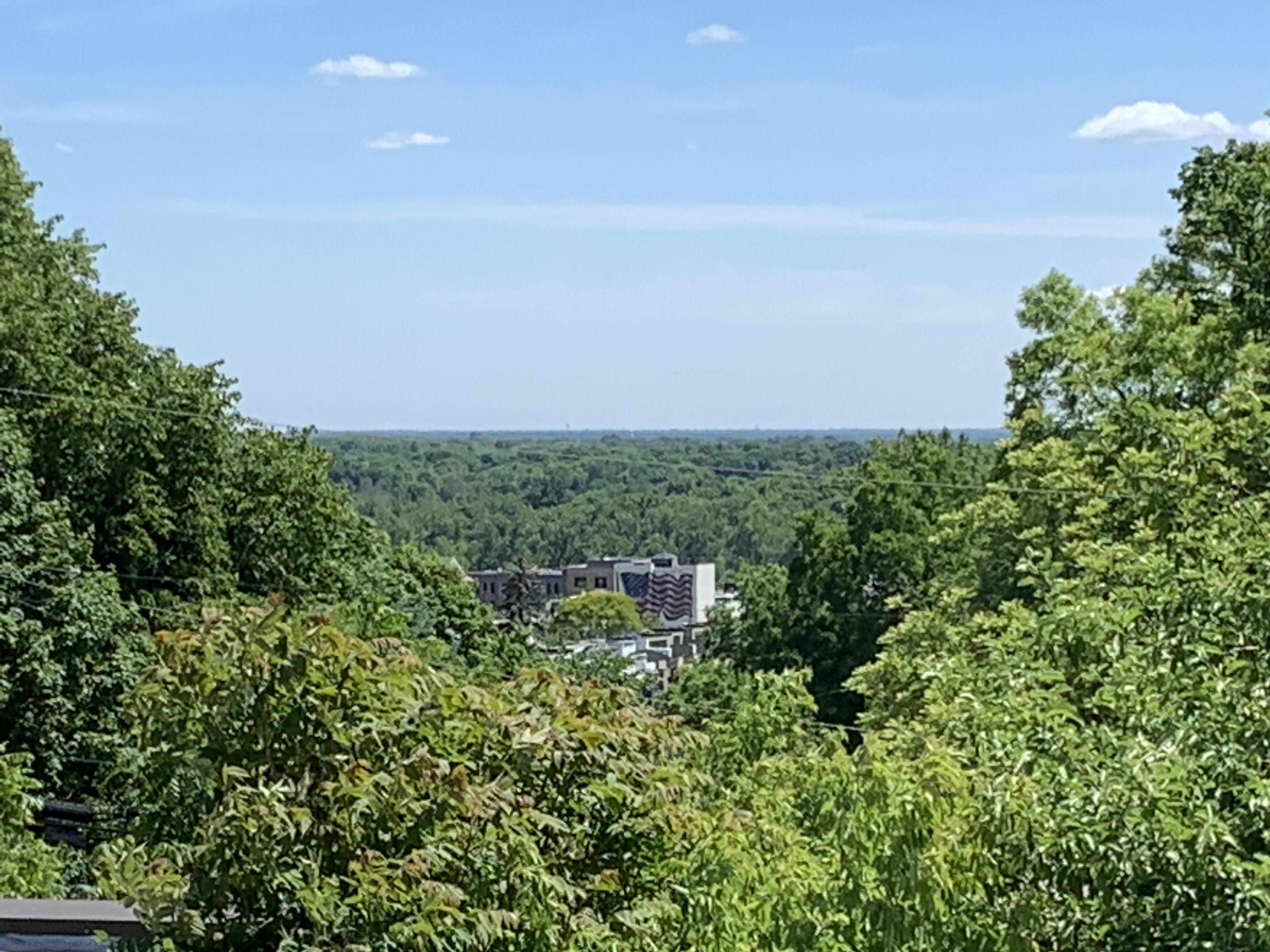 View of the Marquis Theater from the roof of Hillside Middle School