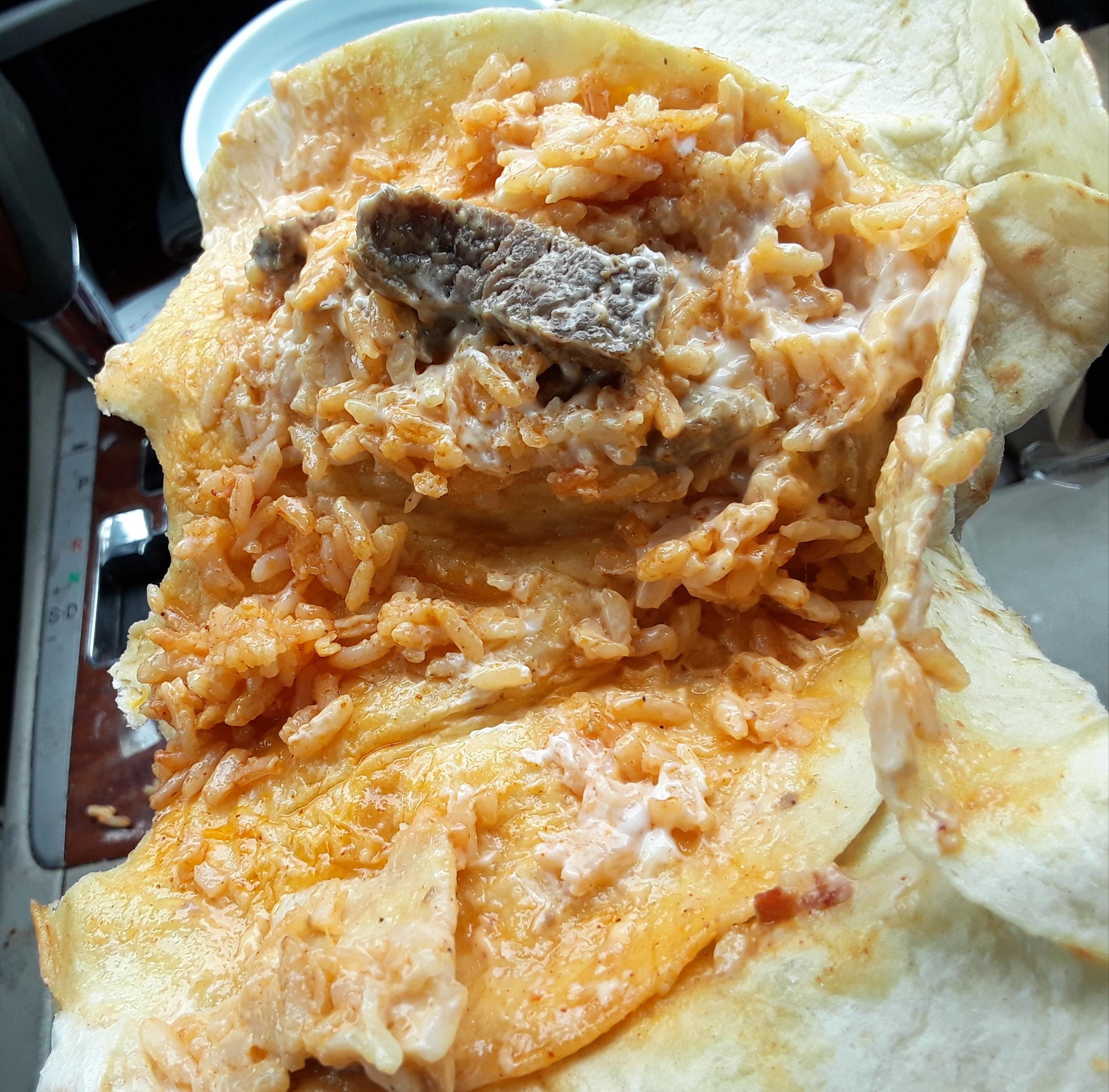 Just ordered a steak quesarito... this was all the steak in it. r