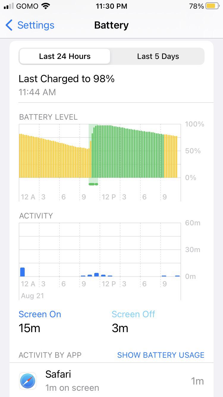 iPhone battery health iPhoneSE