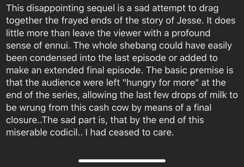 IMDB commenter using some words I’ve never even heard of to review El