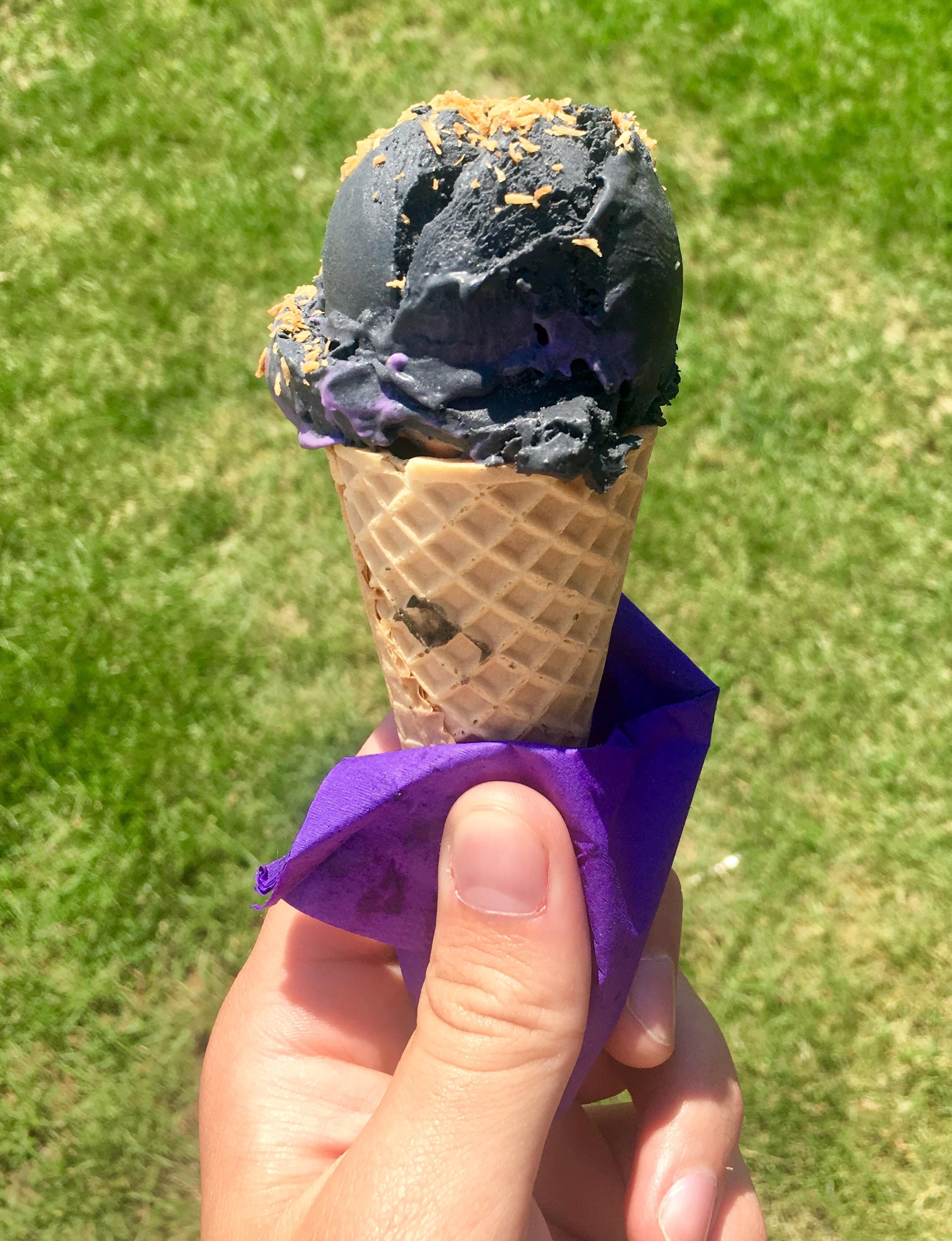 [I ate] black charcoal ice cream with coconut shavings r/food