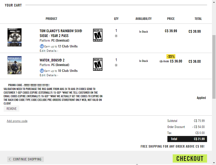 Got some internal staff note on a promo code and a free game on the