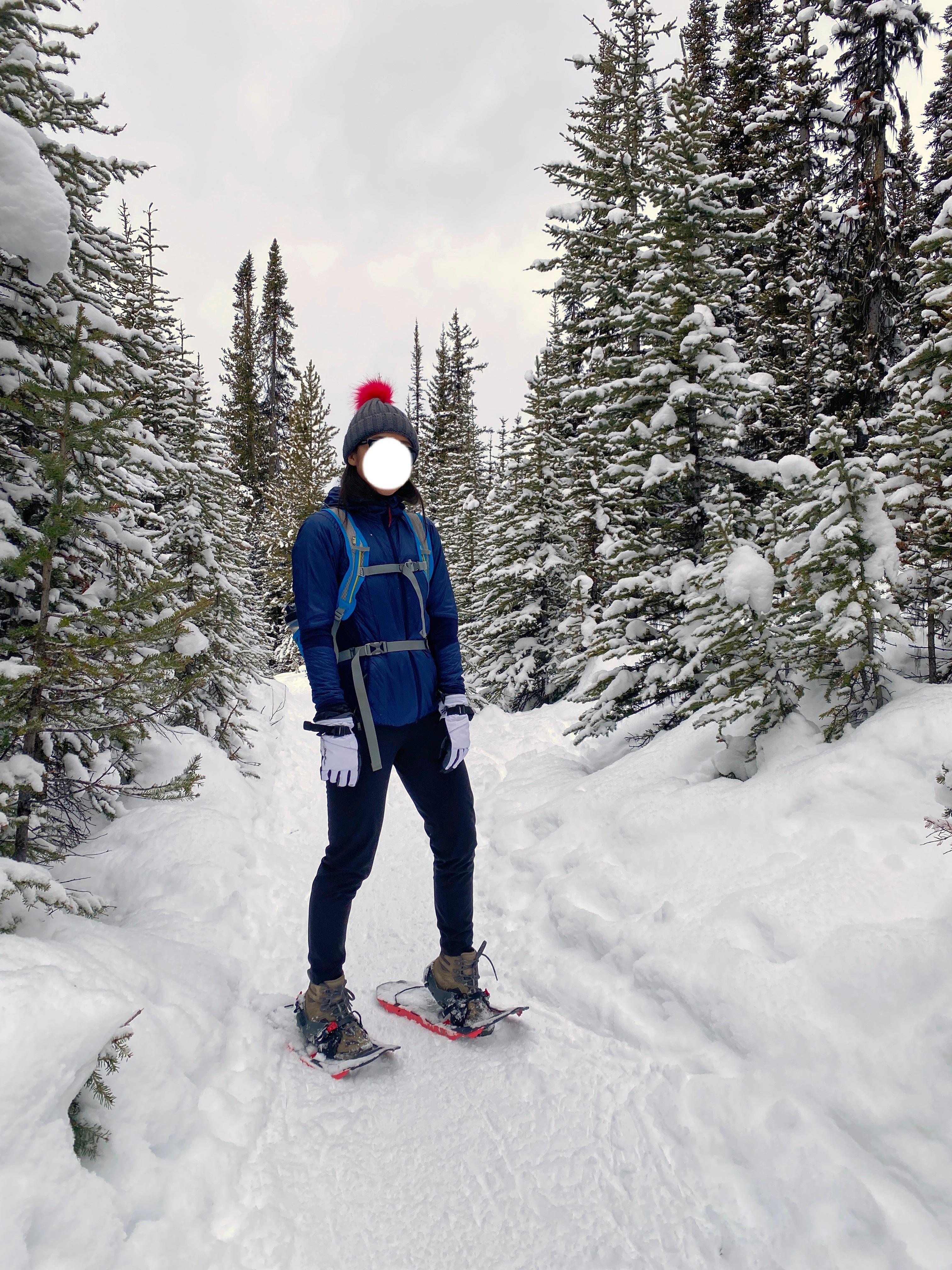 Snowshoeing in the Keep Moving Pant and Define Jacket r/lululemon