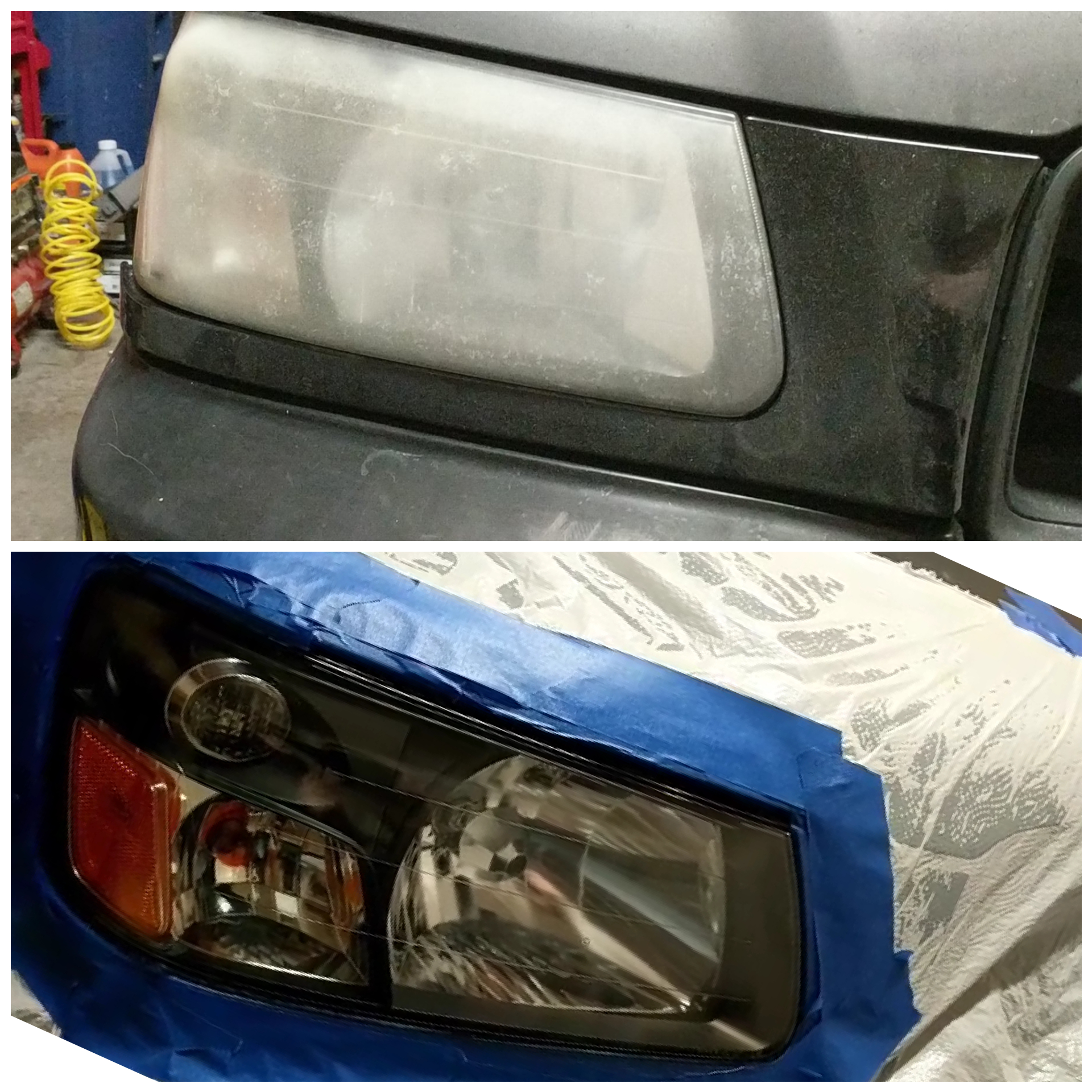 Here is my example of the sanding / clear coat method for headlights