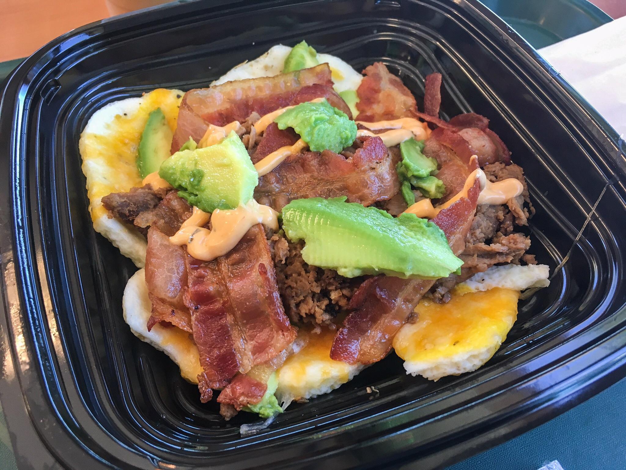 Breakfast bowl on the go in a pinch! Only thing around was Subway but I