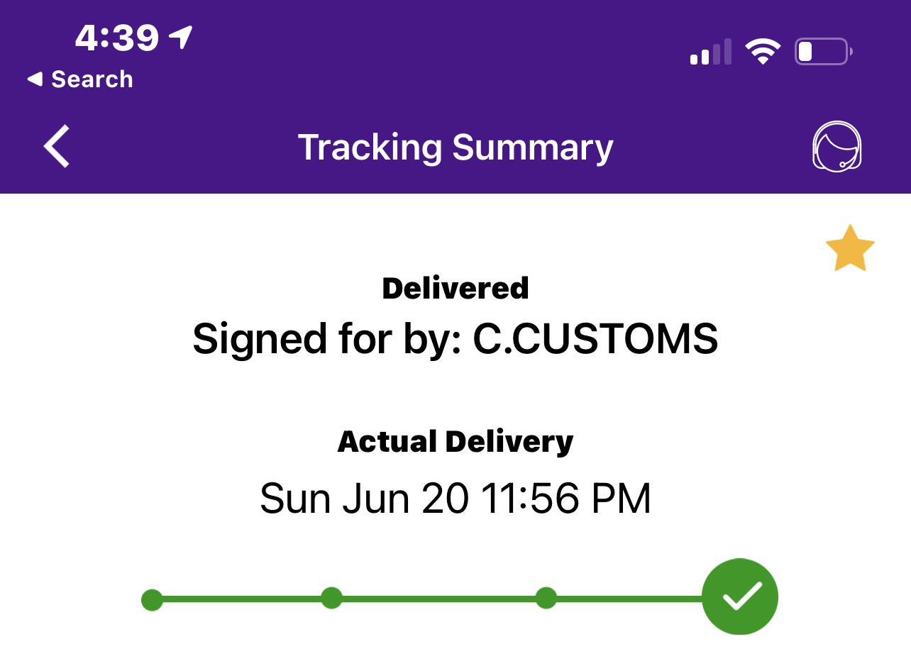 International Shipment Says it was delivered to fedex facility instead