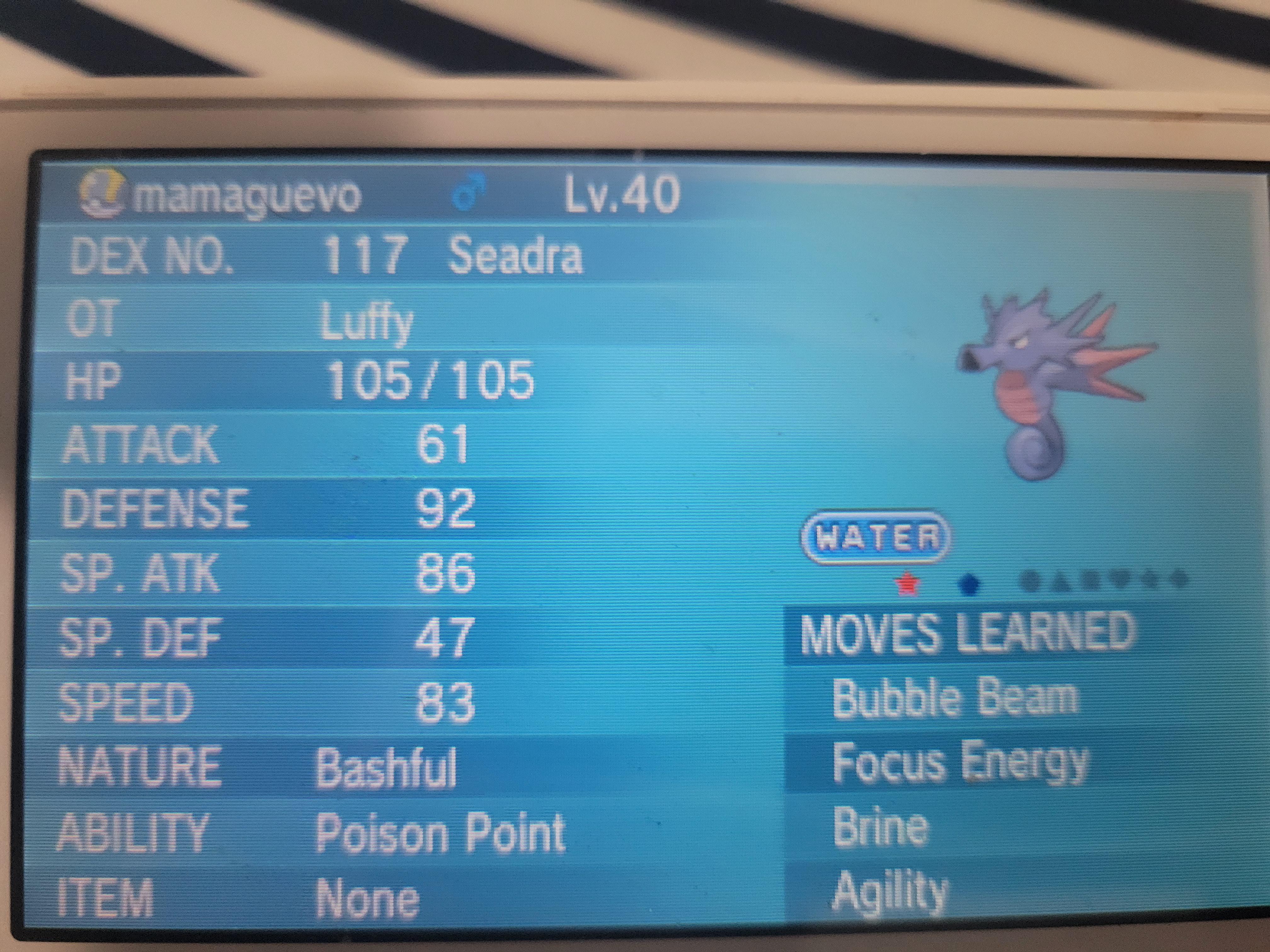 [gen 6] Shiny Seadra in ORAS r/ShinyPokemon