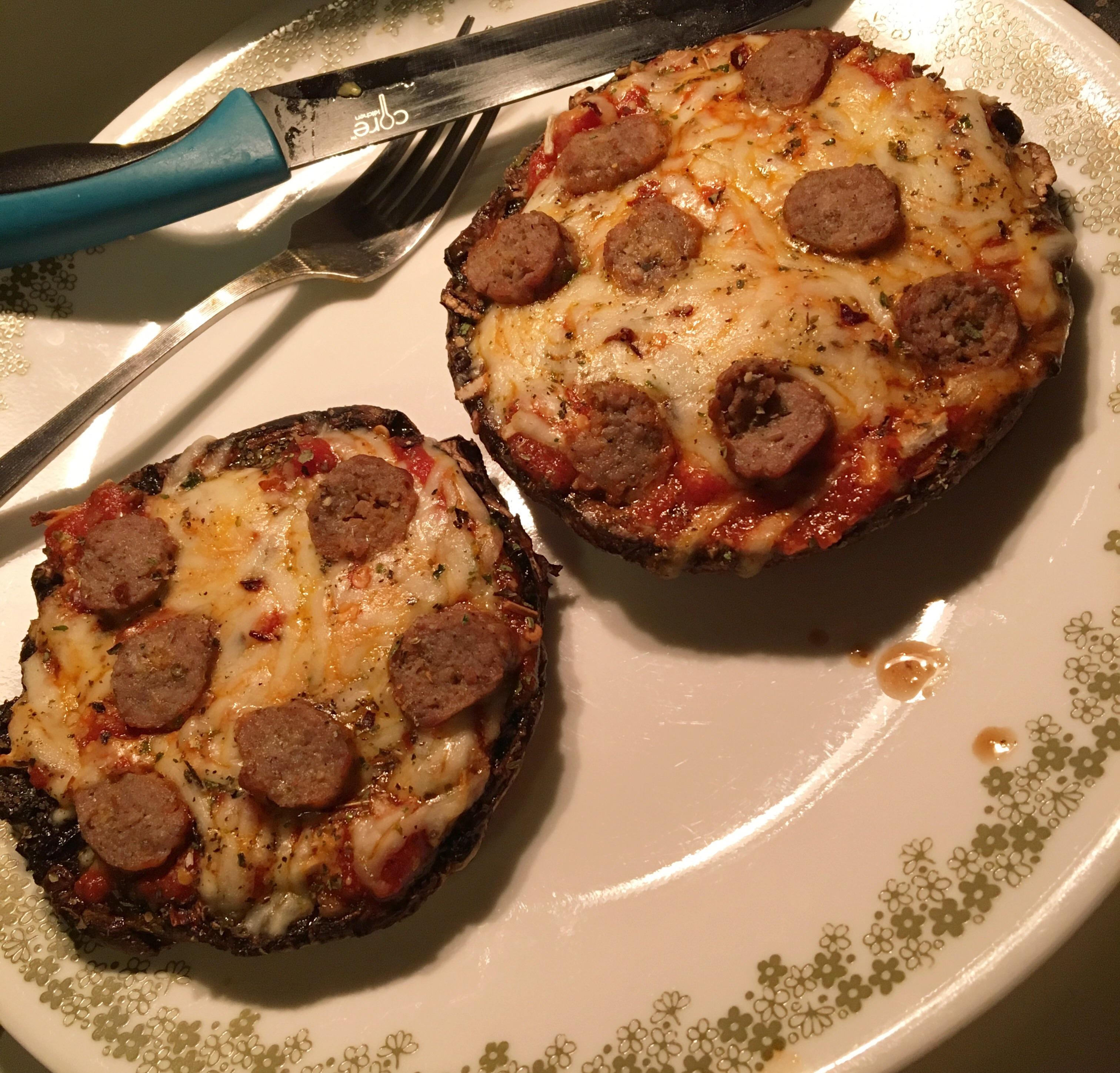 2 sausage pizzas on portobello mushroom caps [209 calories] r/1200isplenty