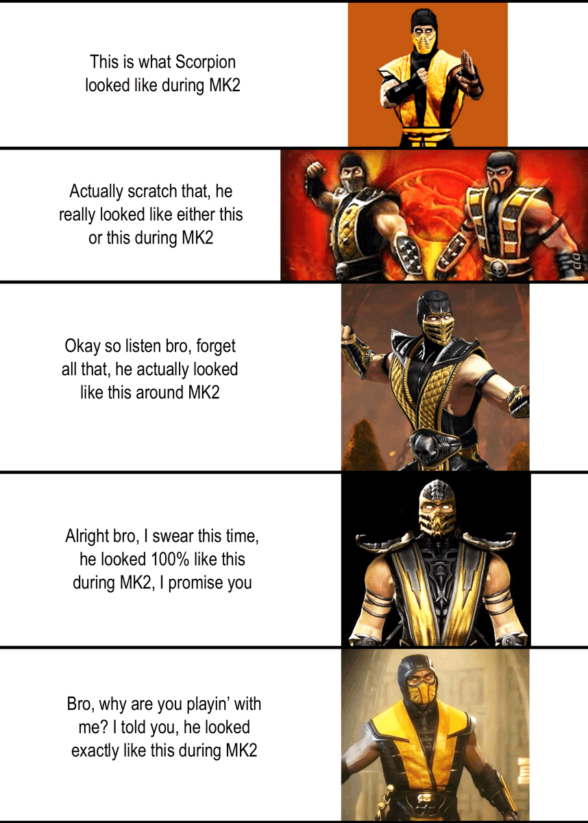 Mortal Kombat's revisionist history summed up in a single meme. 🤣😂😭 r