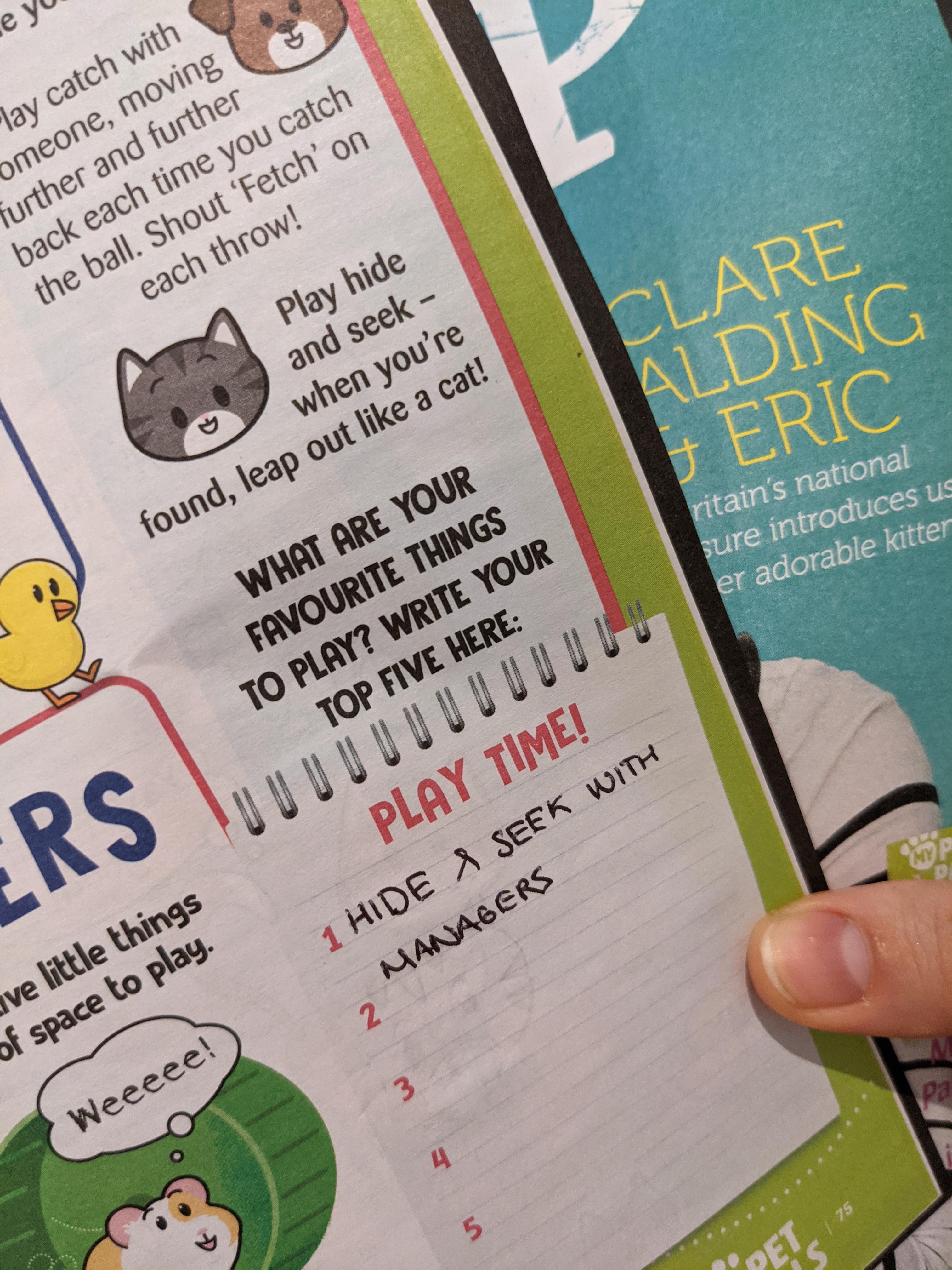 Pets At Home employee must have given me her own magazine as some kids