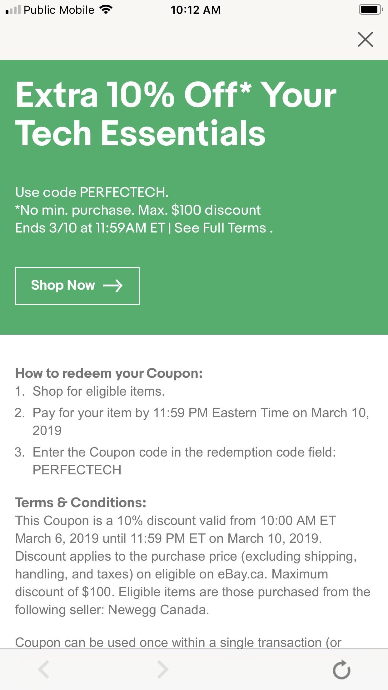 eBay, 10 off Newegg only r/bapcsalescanada