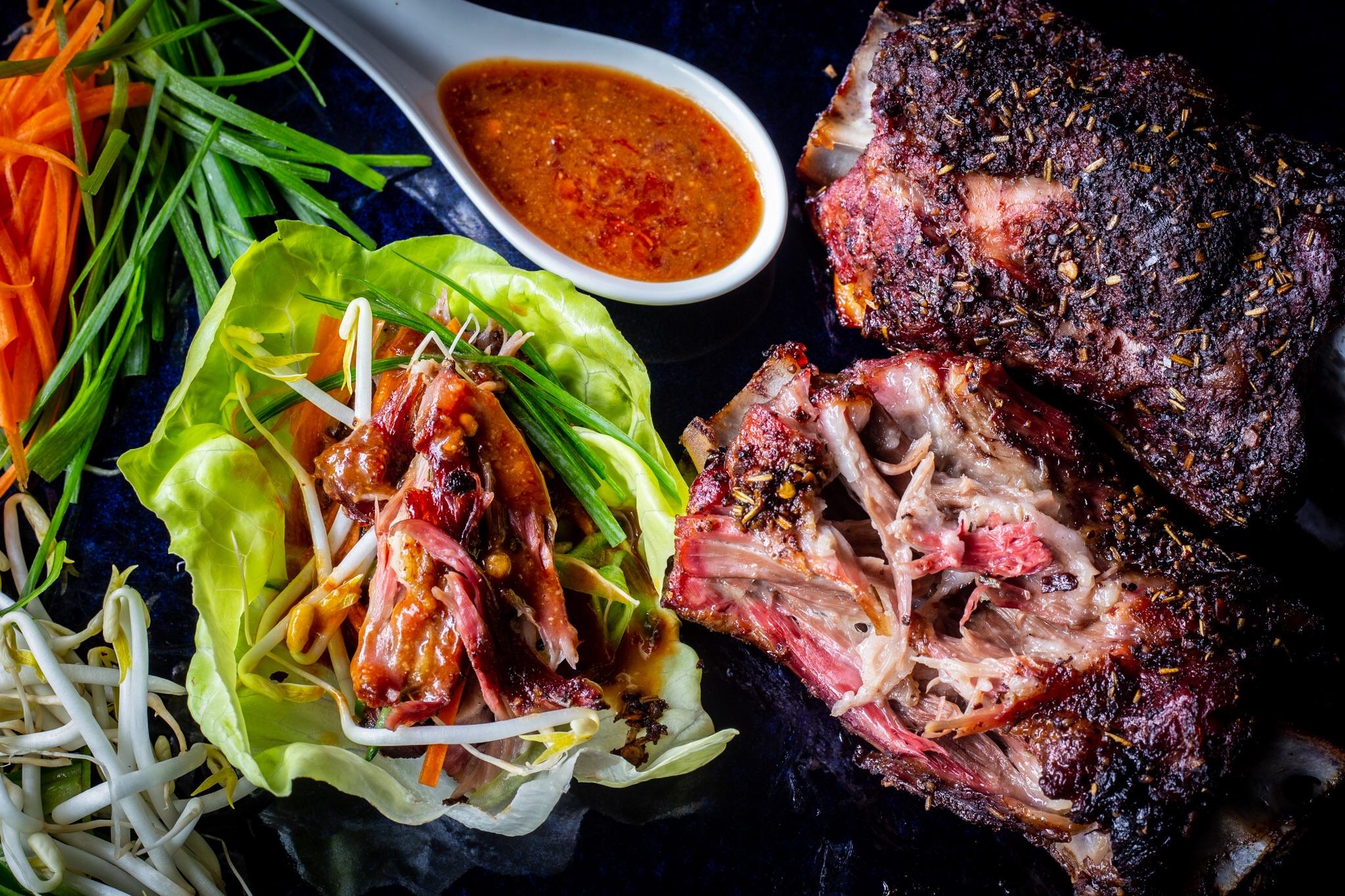 [Homemade] BBQ pulled lamb wrapped in a lettuce leaf with homemade