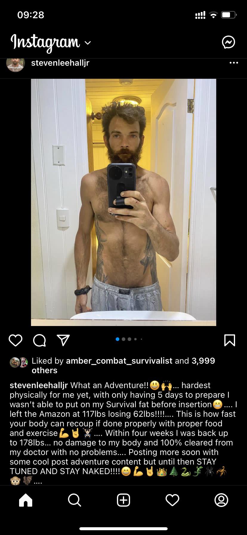 OMG Steve lose 62lbs after 60 days in Amazon :( : nakedandafraid