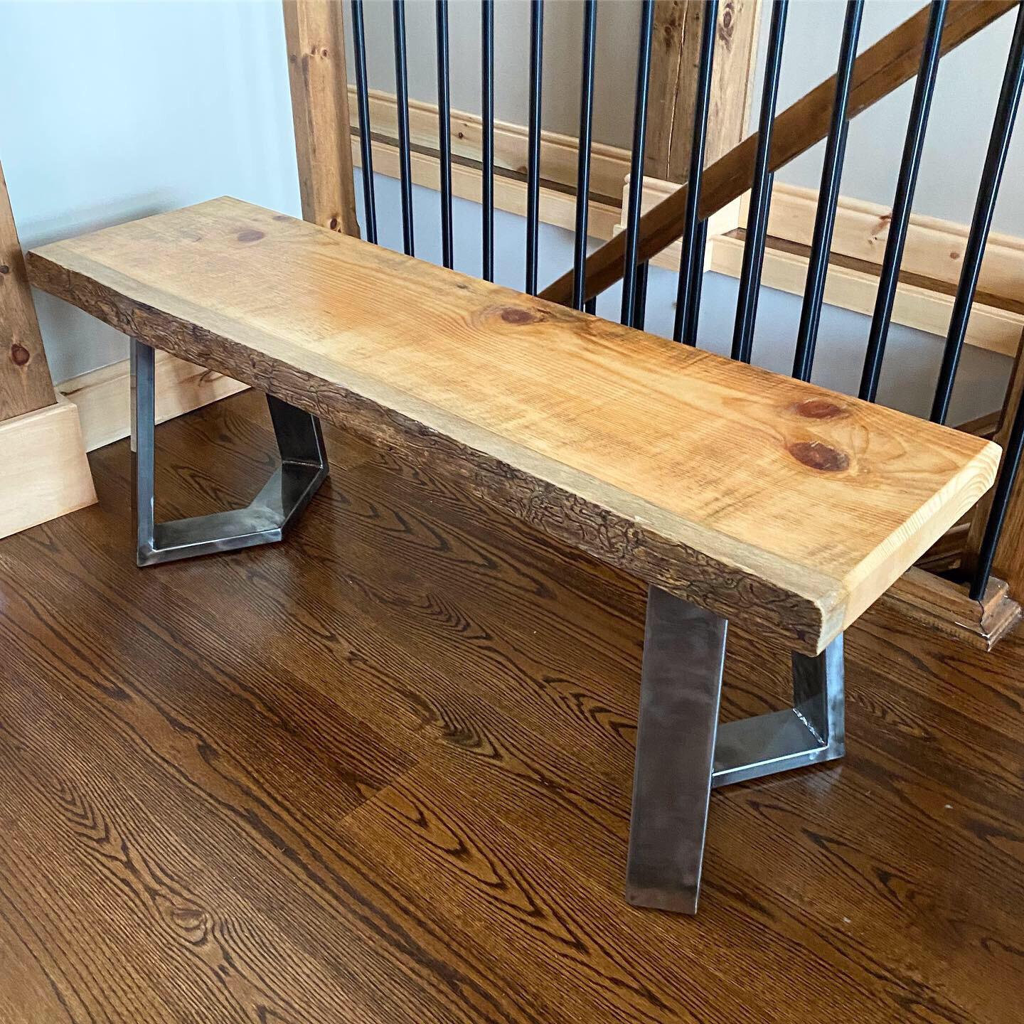 Live edge wormwood pine bench I made for my parents. r/woodworking