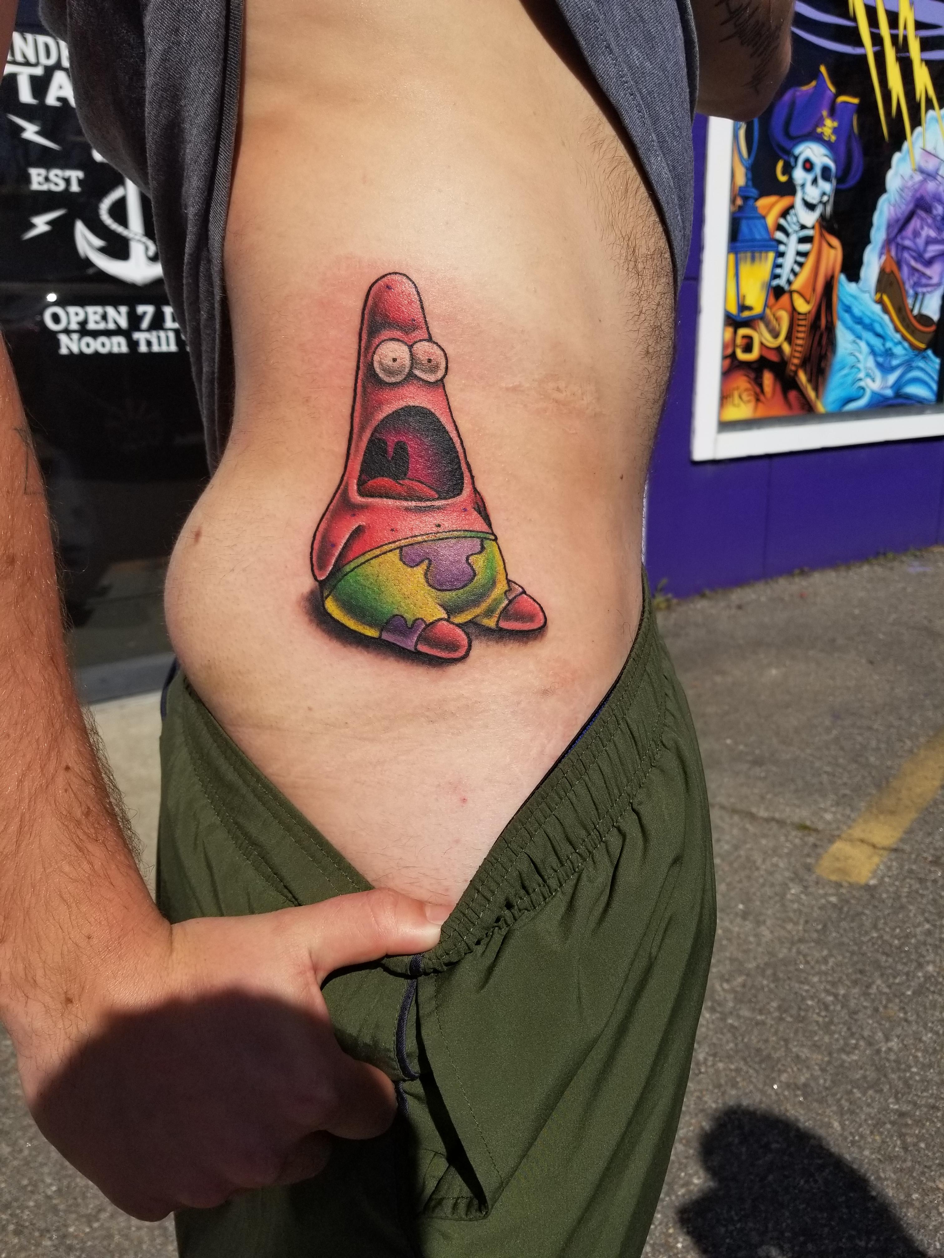 Patrick the Star done by Kris Masterson krampusssytattoo