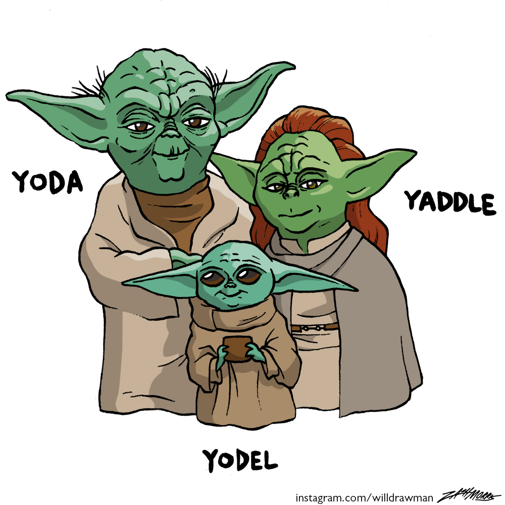 I drew Yoda and Yaddle with the baby, whom I'm going to call Yodel. r