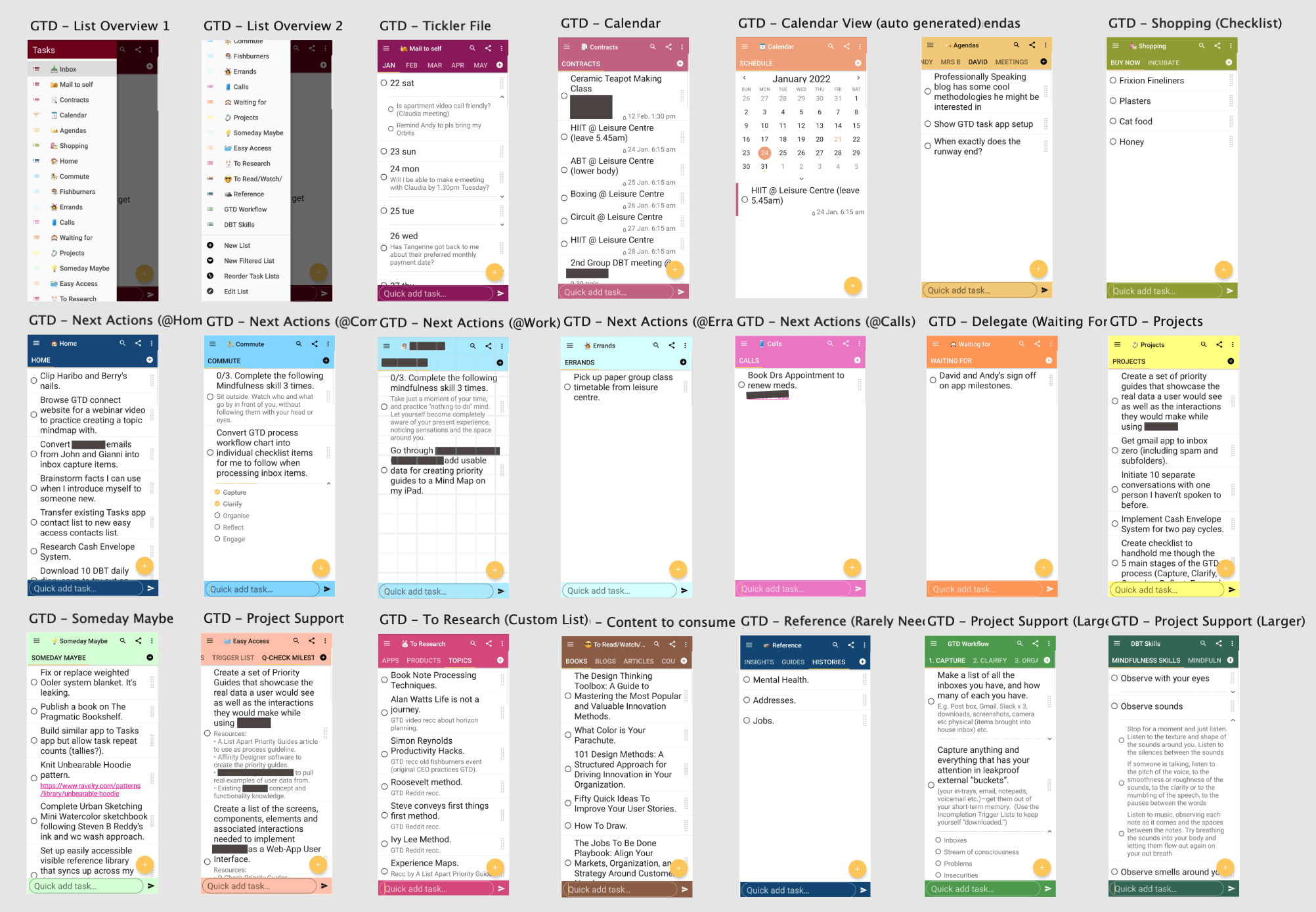 I love the Tasks app for managing my GTD lists. Screenshots of what