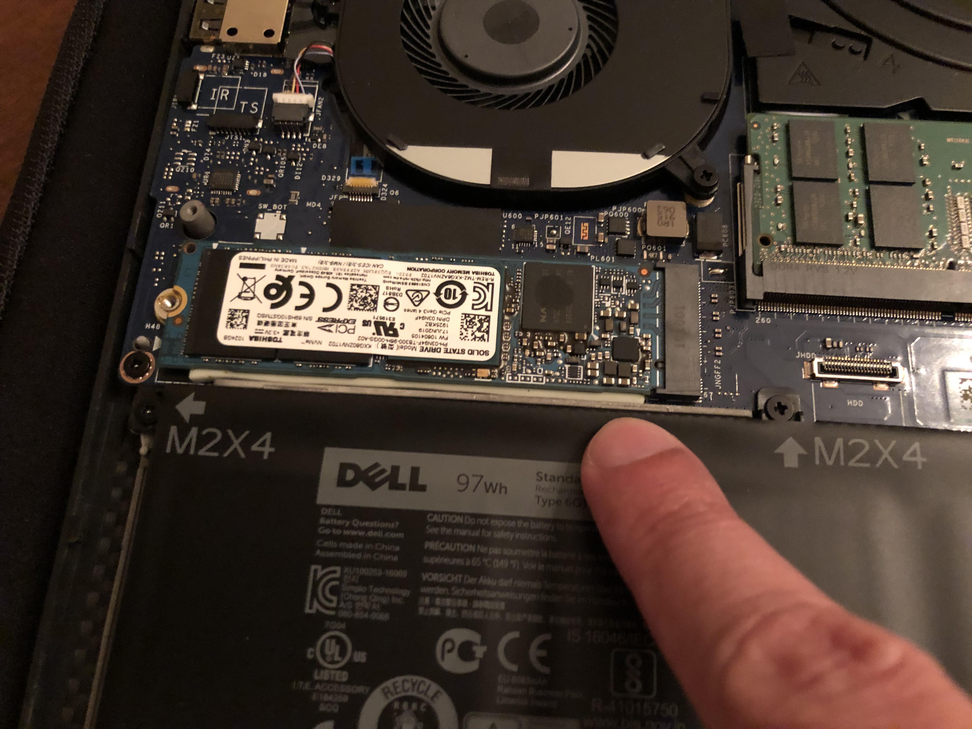 XPS 7590 Dell tech replaced drive but left thermal pad upside down