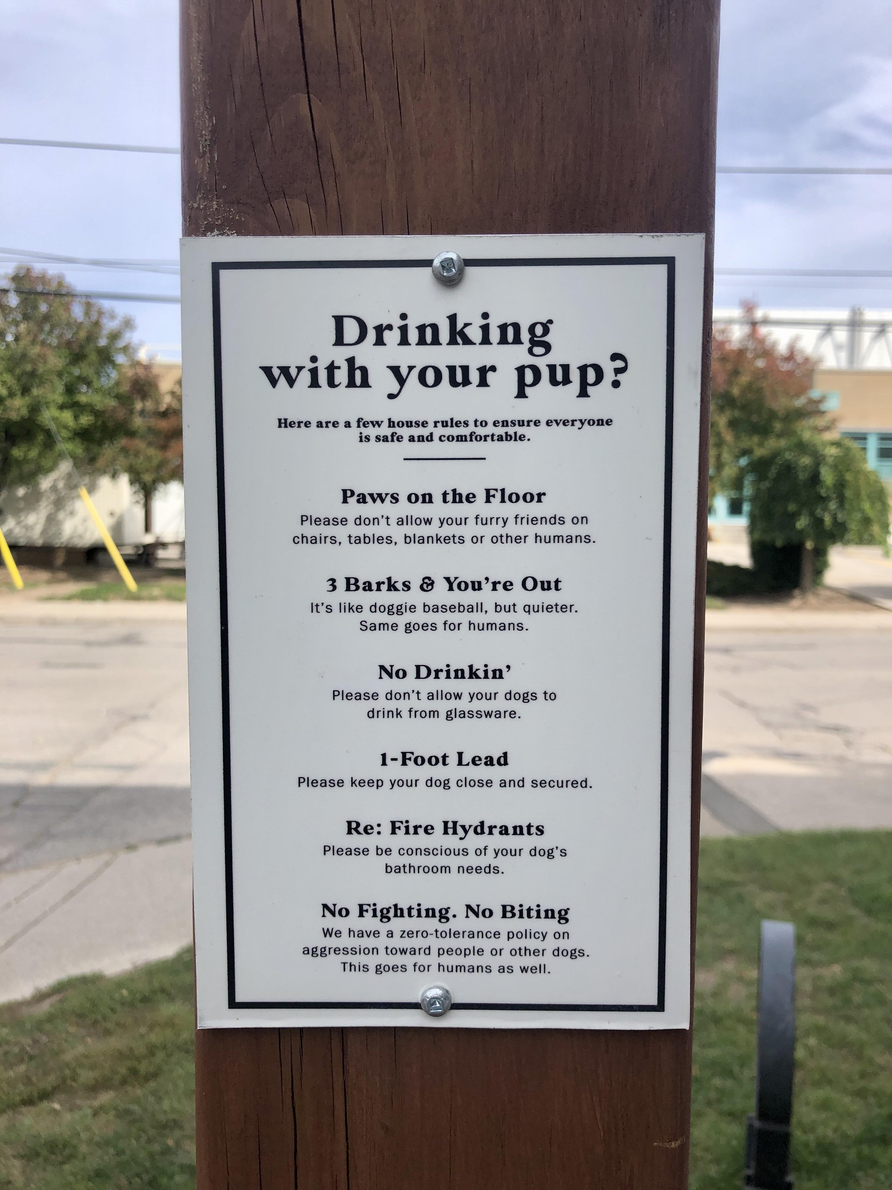 This brewery patio has rules for dogs. r/HowDogsWork