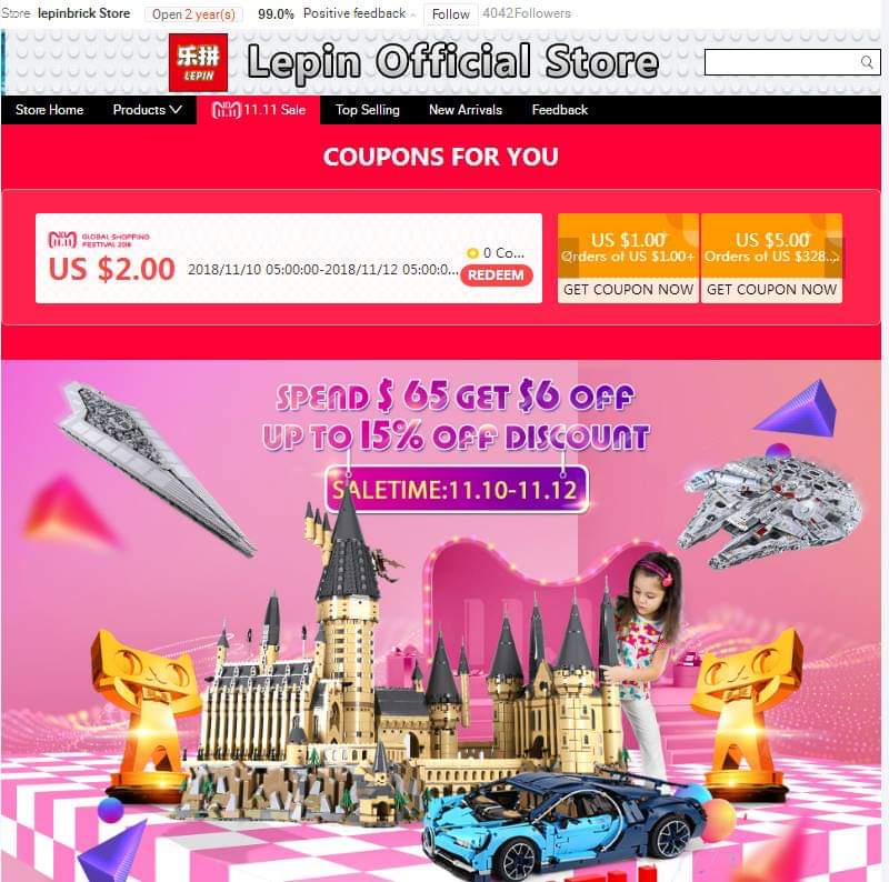 10 discount and coupons on aliexpress 11.11 promotion date!!! lepin
