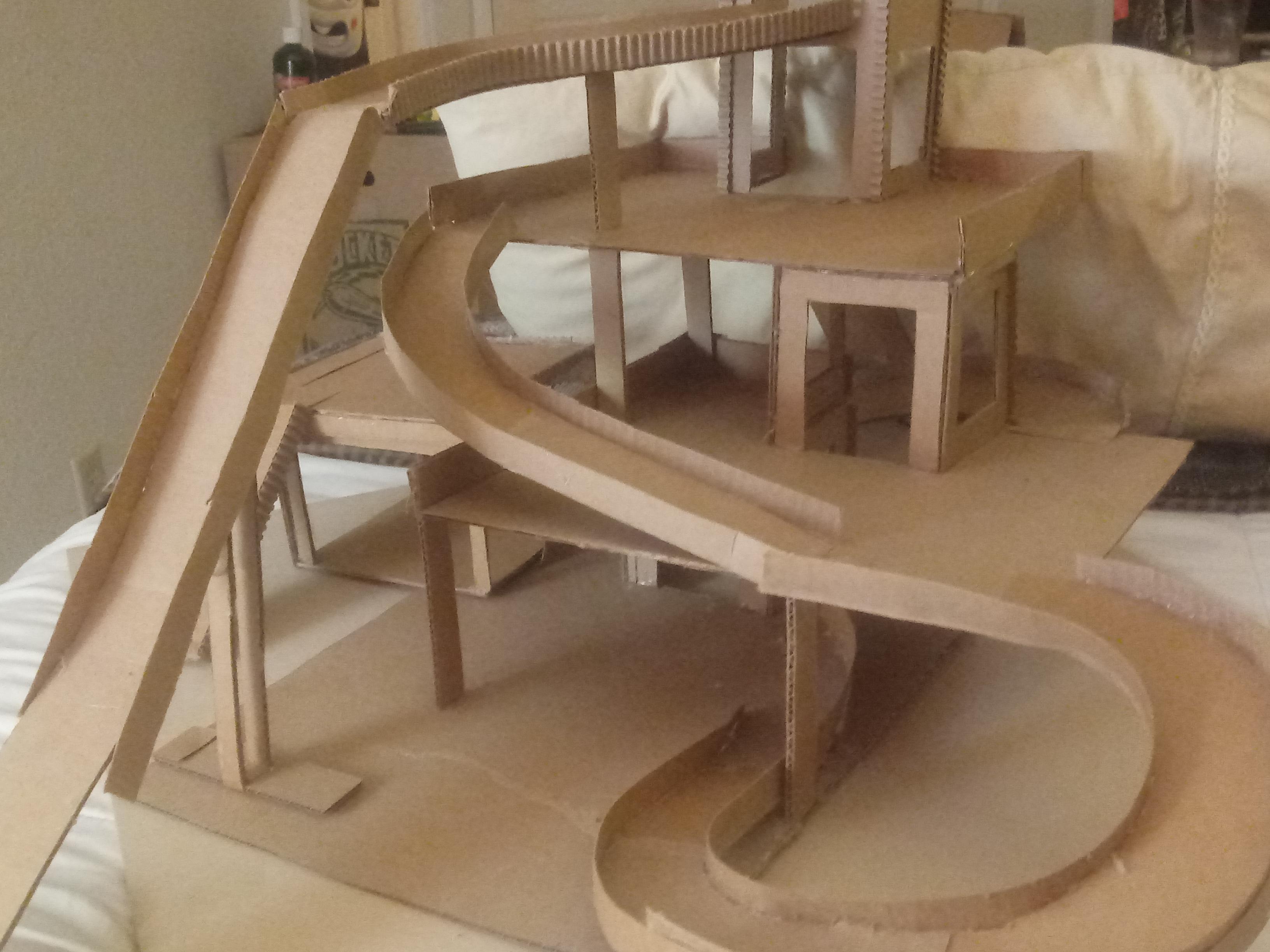 Update on the hot wheels car garage. r/cardboard