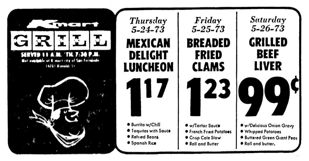 Kmart Grill May 1973 r/VintageMenus