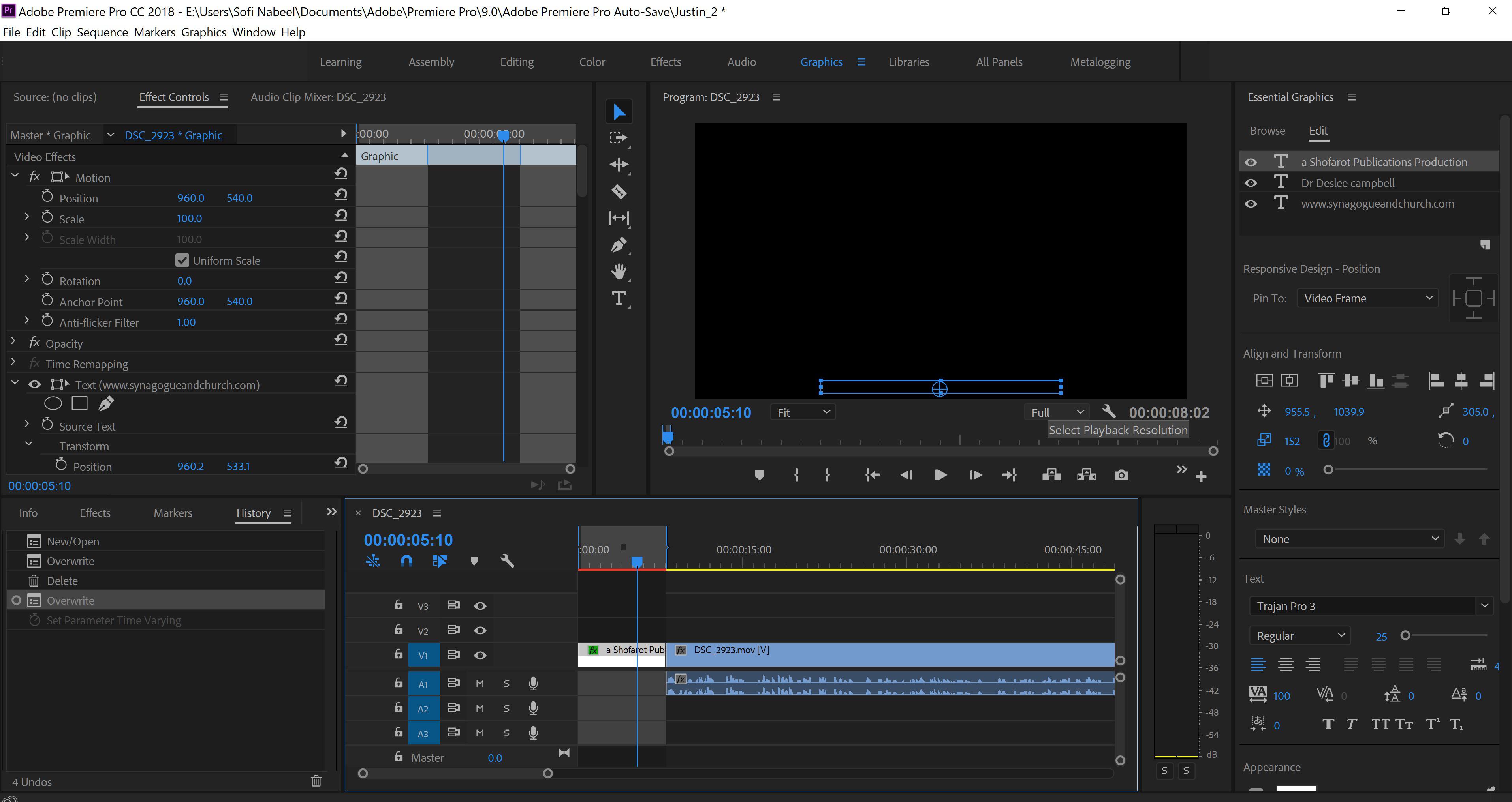 Essential graphics not working... I had made this preset using premiere