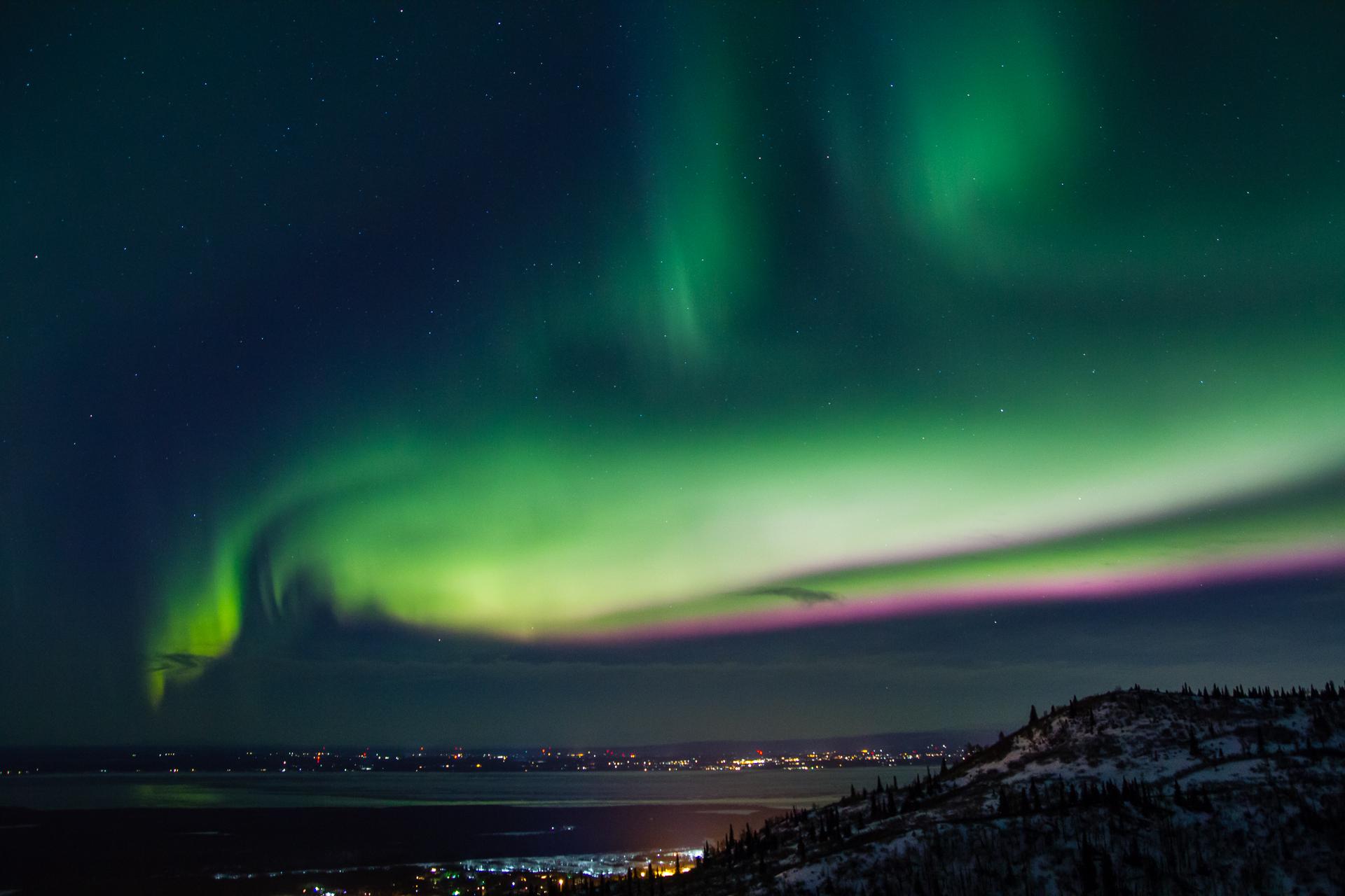 The Aurora was going OFF last night near Anchorage, AK r/pics
