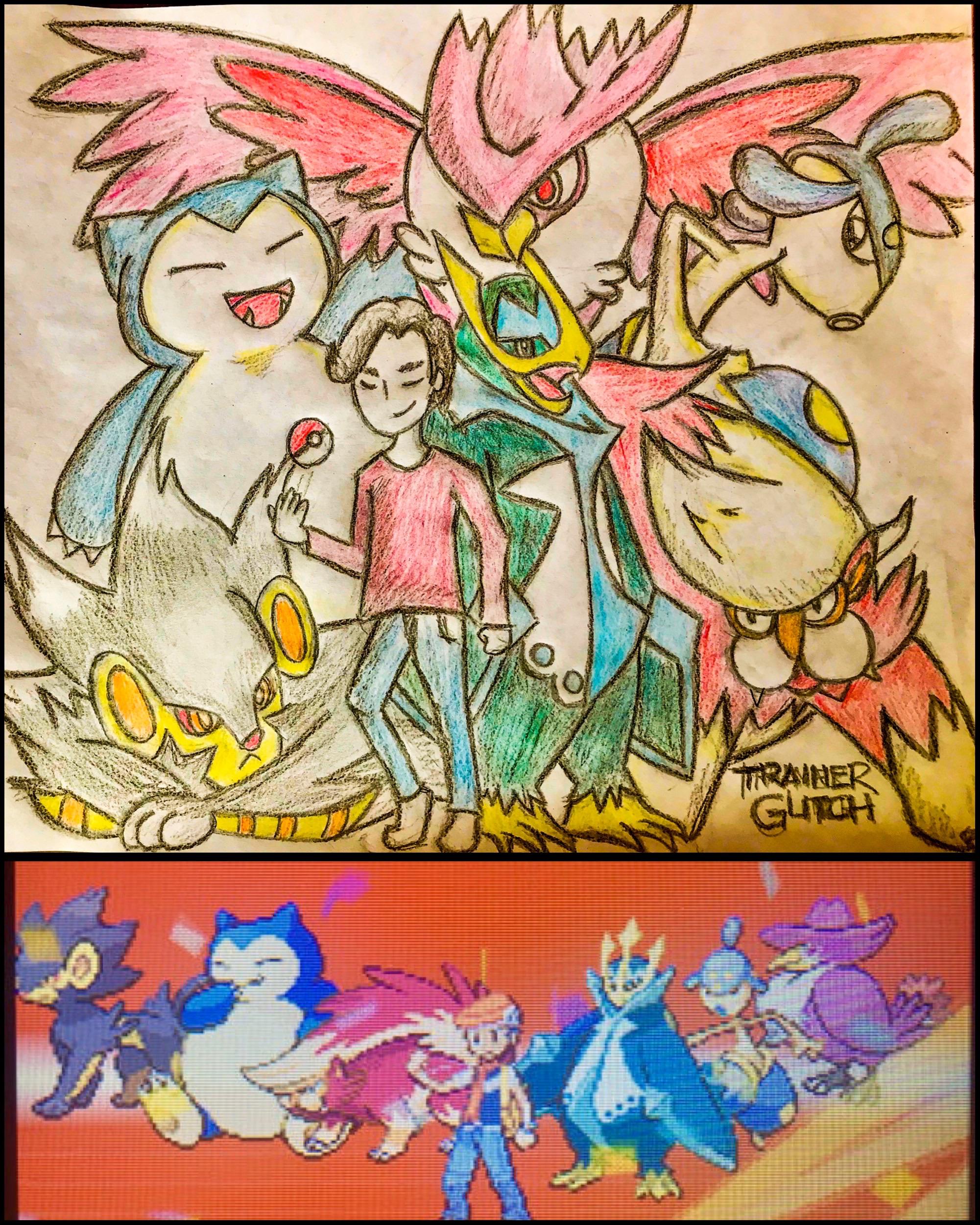 [4] I drew my Pokemon Diamond Team r/ShinyPokemon