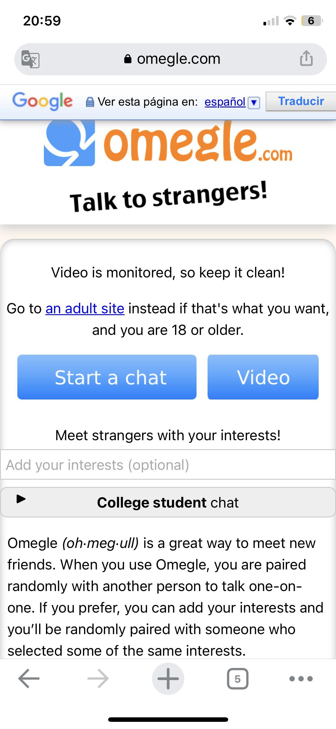 Can’t change language from Spanish r/omegle