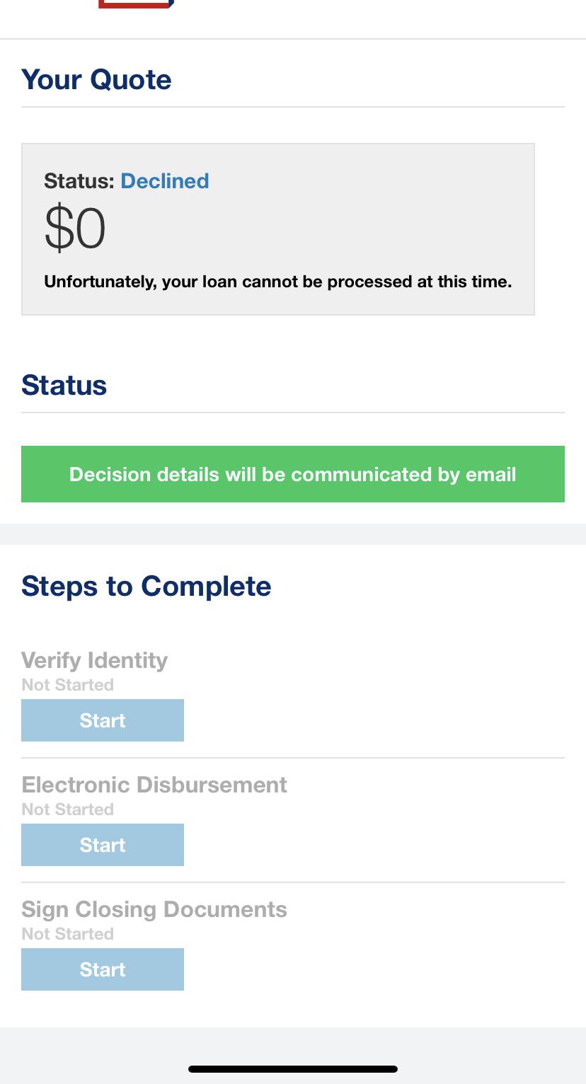Whats next? DENIED Decision details will be communicated by email EIDL