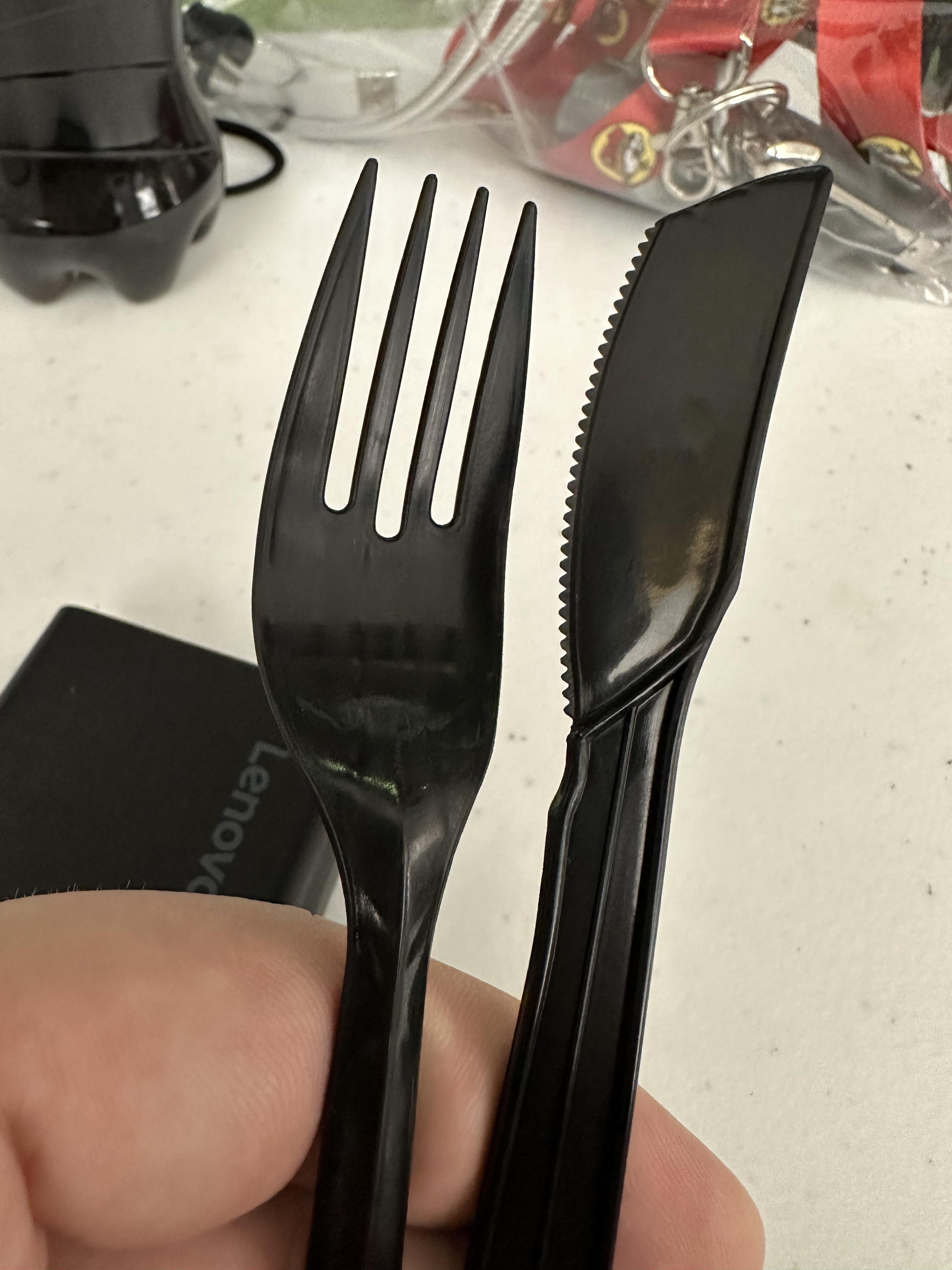 My plastic fork and knife in the break room at work r/mildlyinteresting