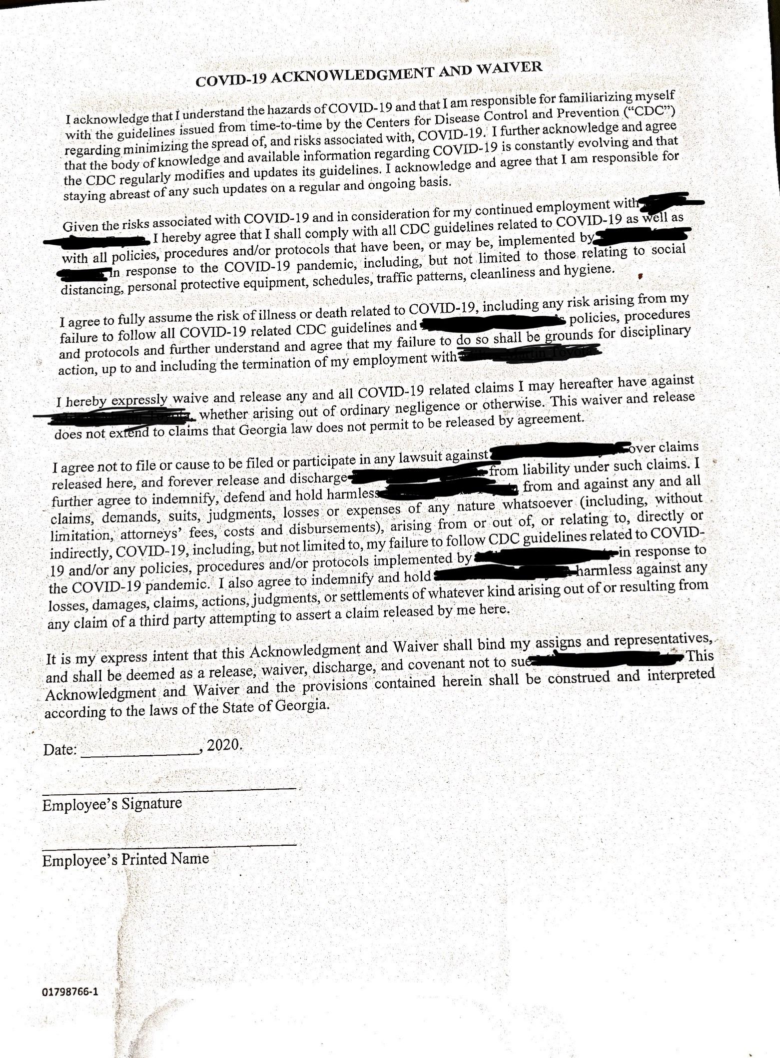 Can my employer force me to sign this ? I was told if I did not I”ll