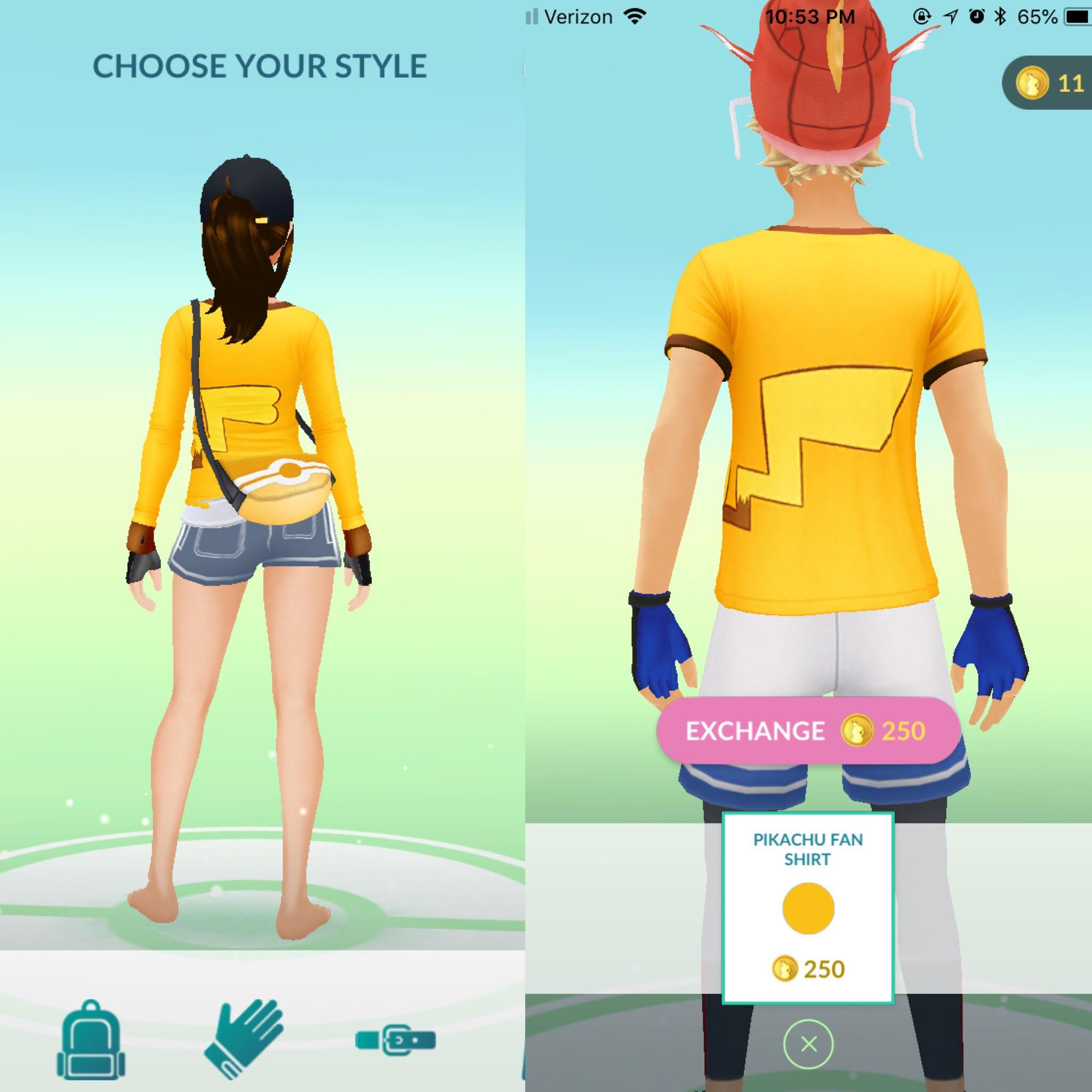 Useless info the pikachu on the pikachu fan shirt changes gender