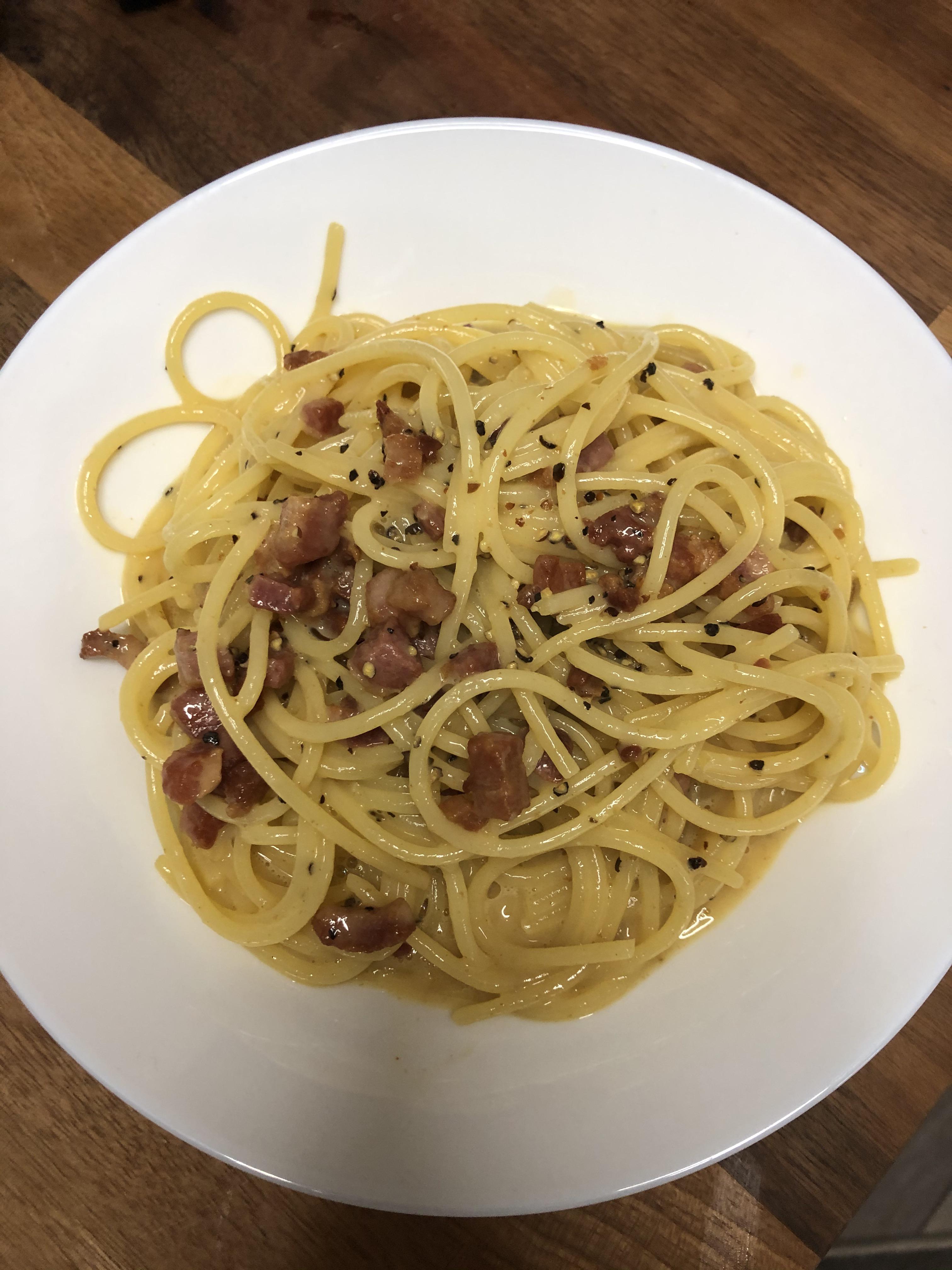 [Homemade] Spaghetti Carbonara r/food