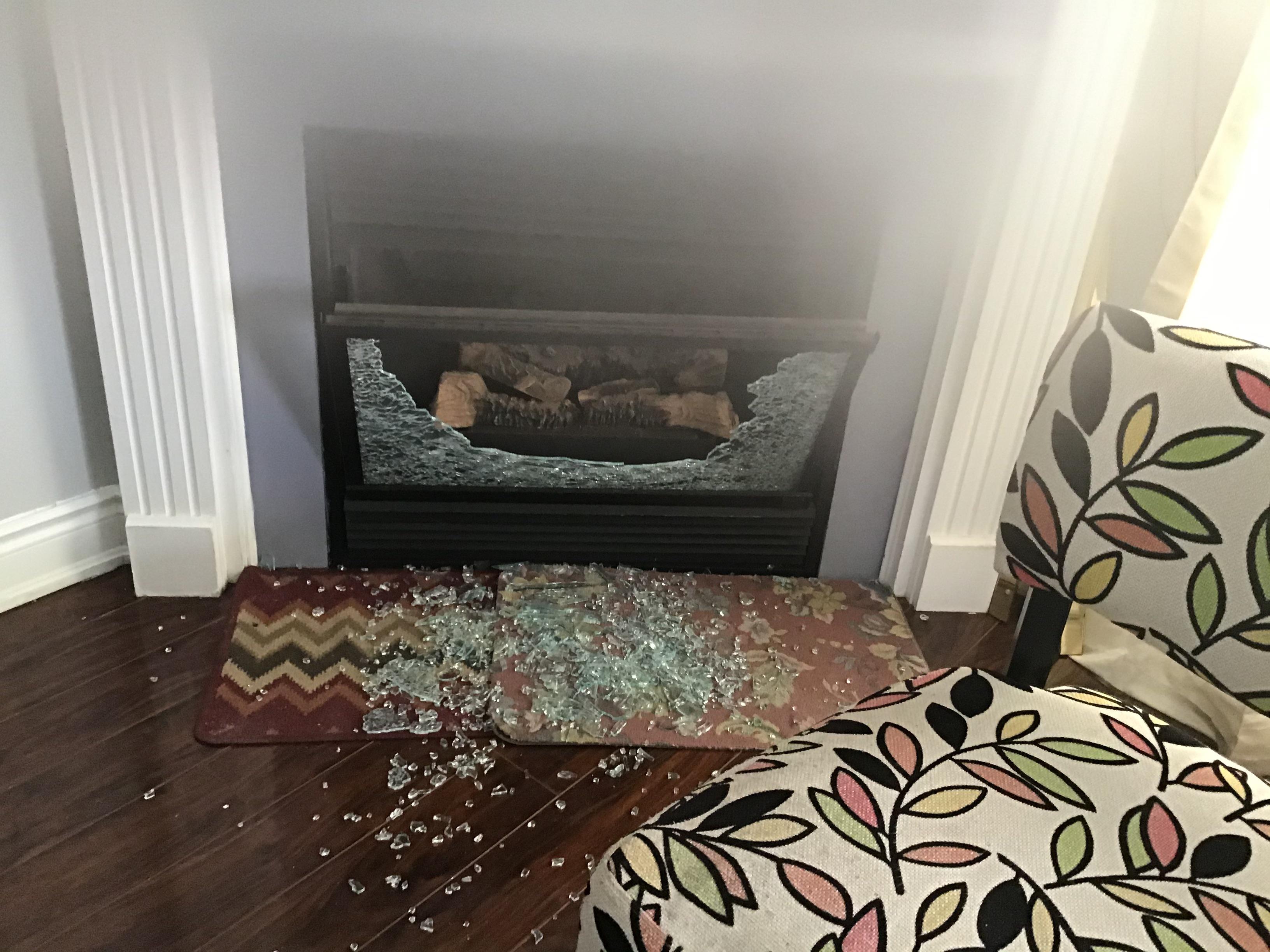 Update** The glass broke off 💀 r/Fireplaces